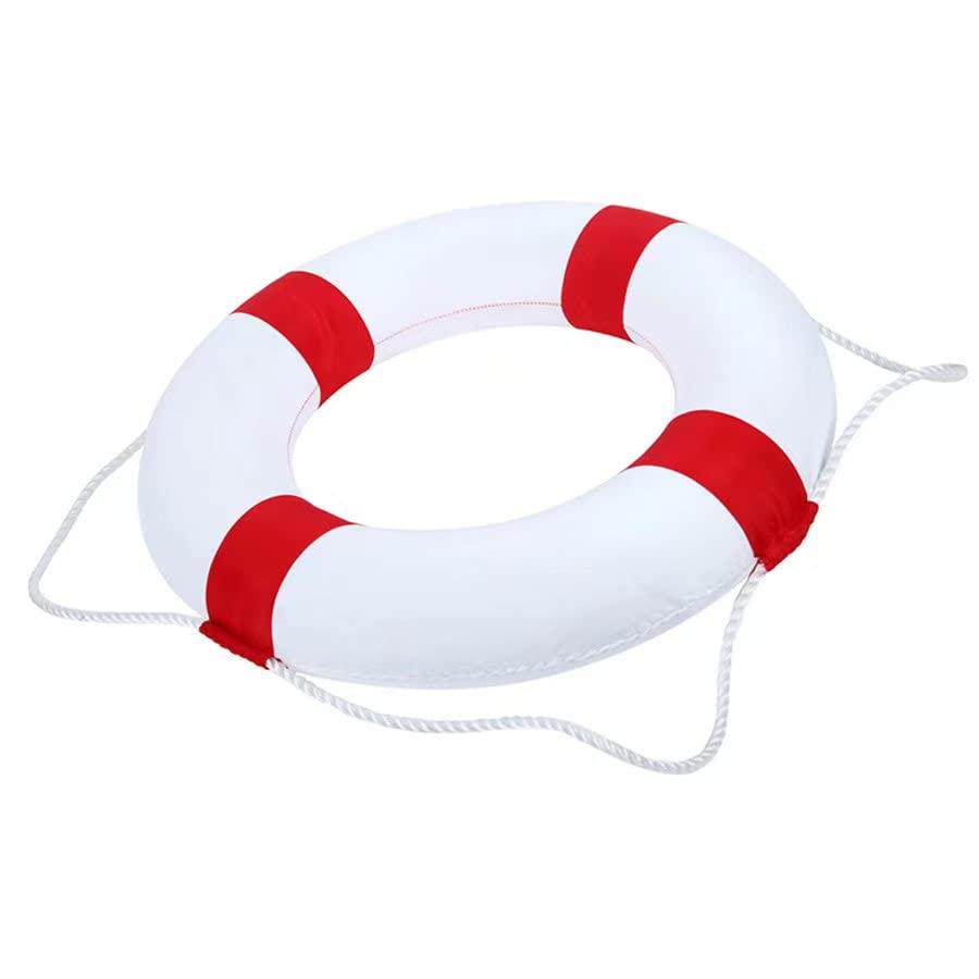Life Ring Pool Safety Ring - 52cm/20.5inch Swim Foam Ring Buoy with Perimeter Rope for Swimming Pool, Beach, Lake, and Emergency Rescue