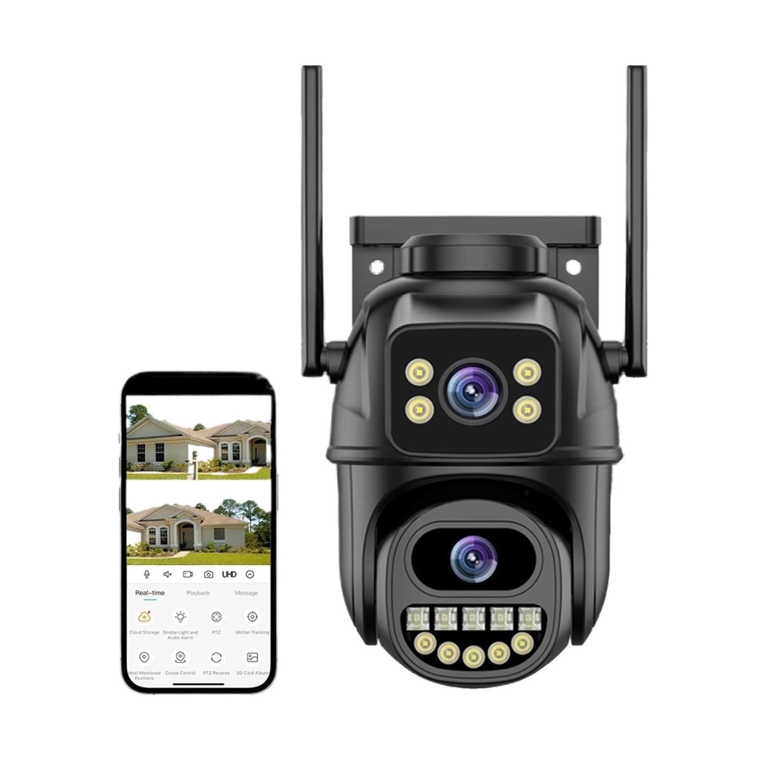 4K 8MP Dual Lens PTZ Outdoor Wireless Security Camera with AI Human Detection, Two-Way Audio & Color Night Vision | IP66 Weatherproof | 128GB Storage (Ideal for Home, Business & Property Surveillance)