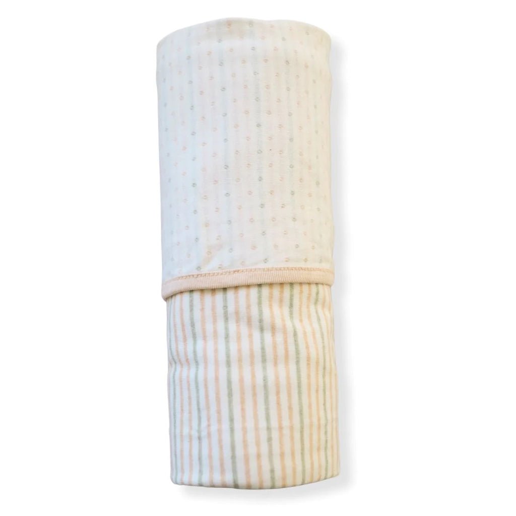 Cozy Double Knit Blanket with Stripes & Dots - Soft Warm Throw for Bed, Sofa & Couch - Perfect for Winter Nights, Movie Time & Home Decor