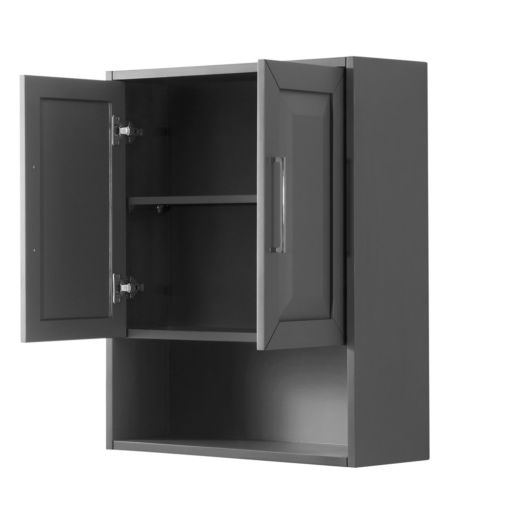 Wyndham Daria Wall Cabinet - Dark Gray for Bathroom Storage