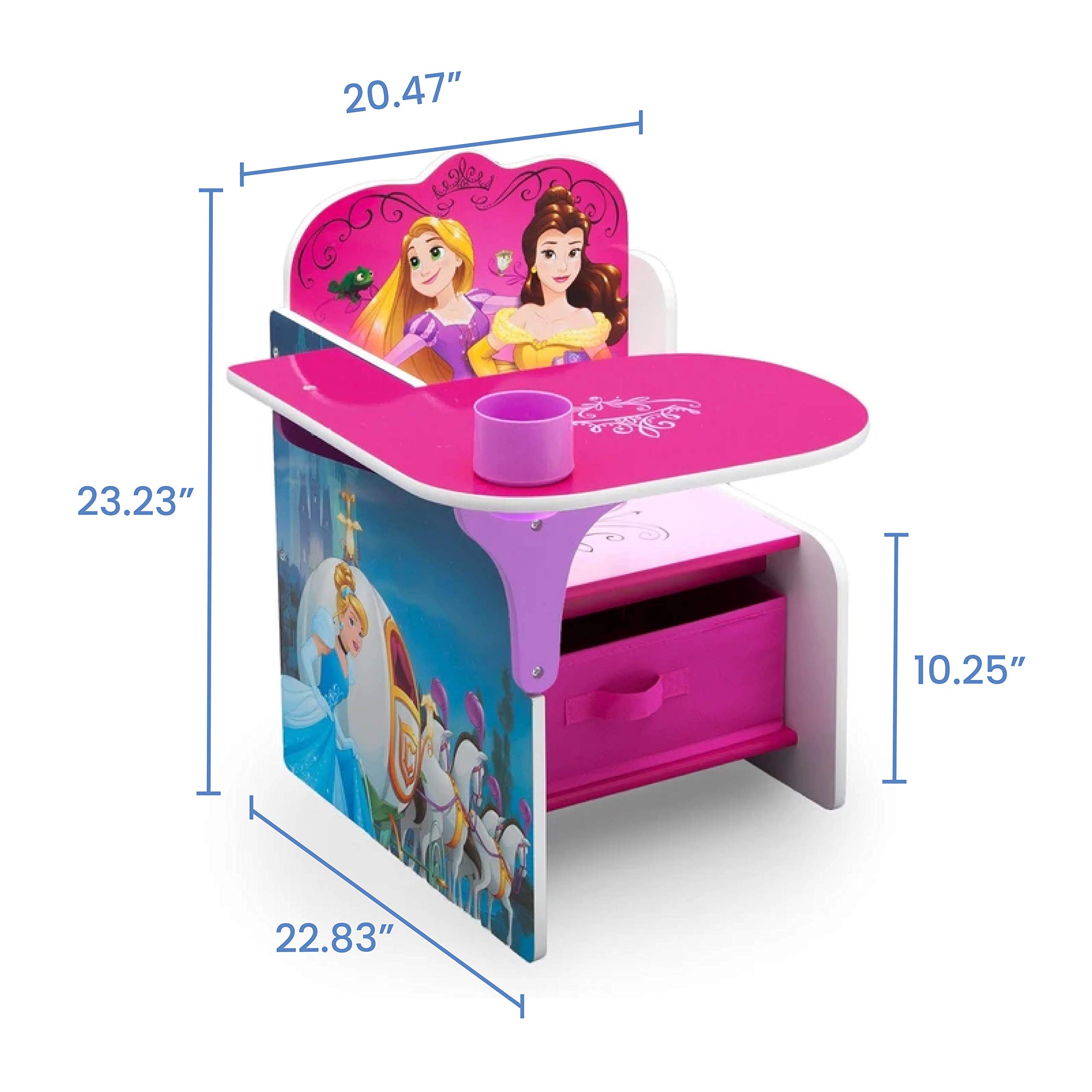 Delta Children Disney Princess Chair Desk with Storage Bin - Kids Study & Play Table for Bedroom, Classroom, or Playroom