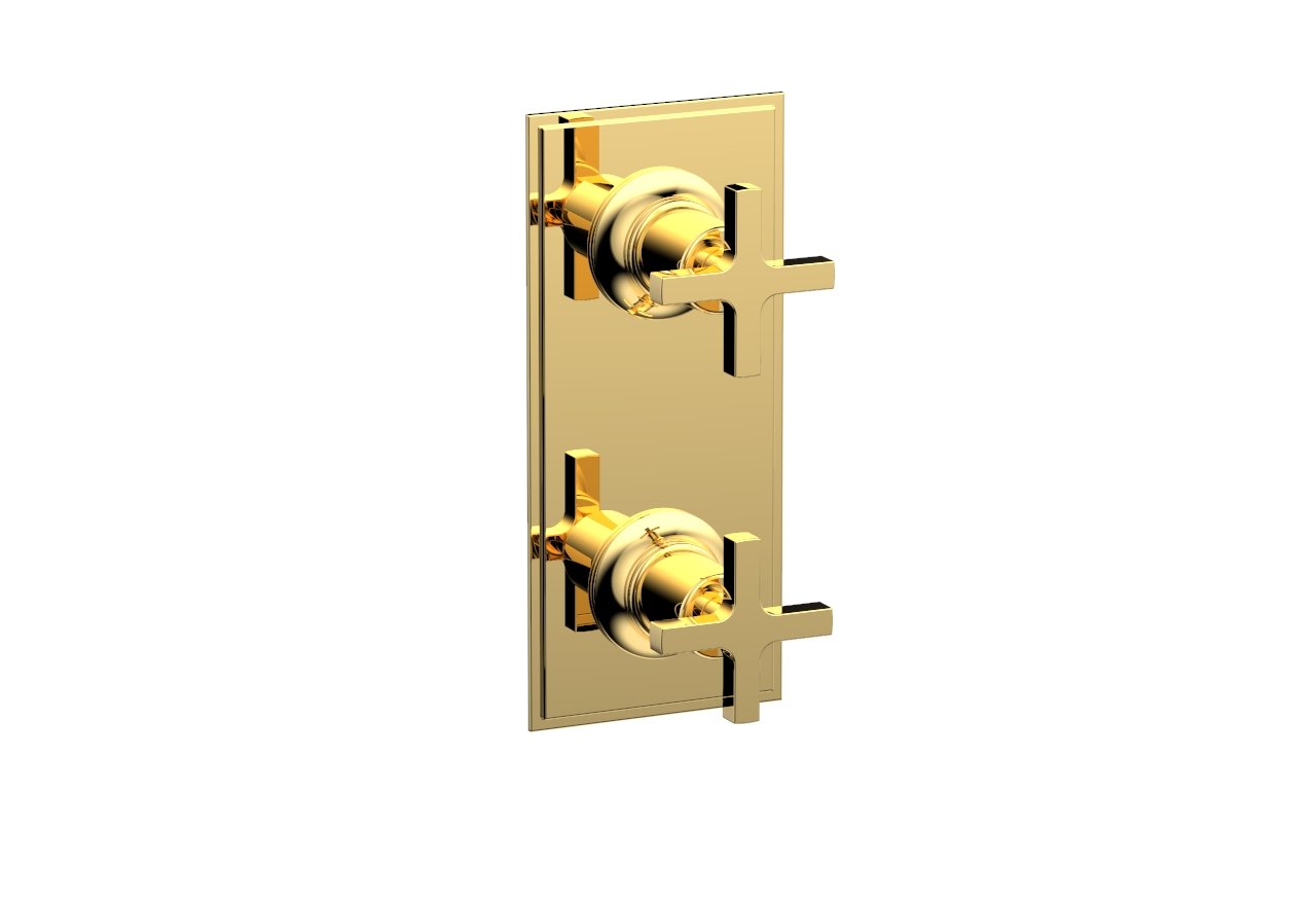 HEX MODERN Cross Handle Trim Set for Thermostatic Shower Valve with Volume Control & Diverter - 4