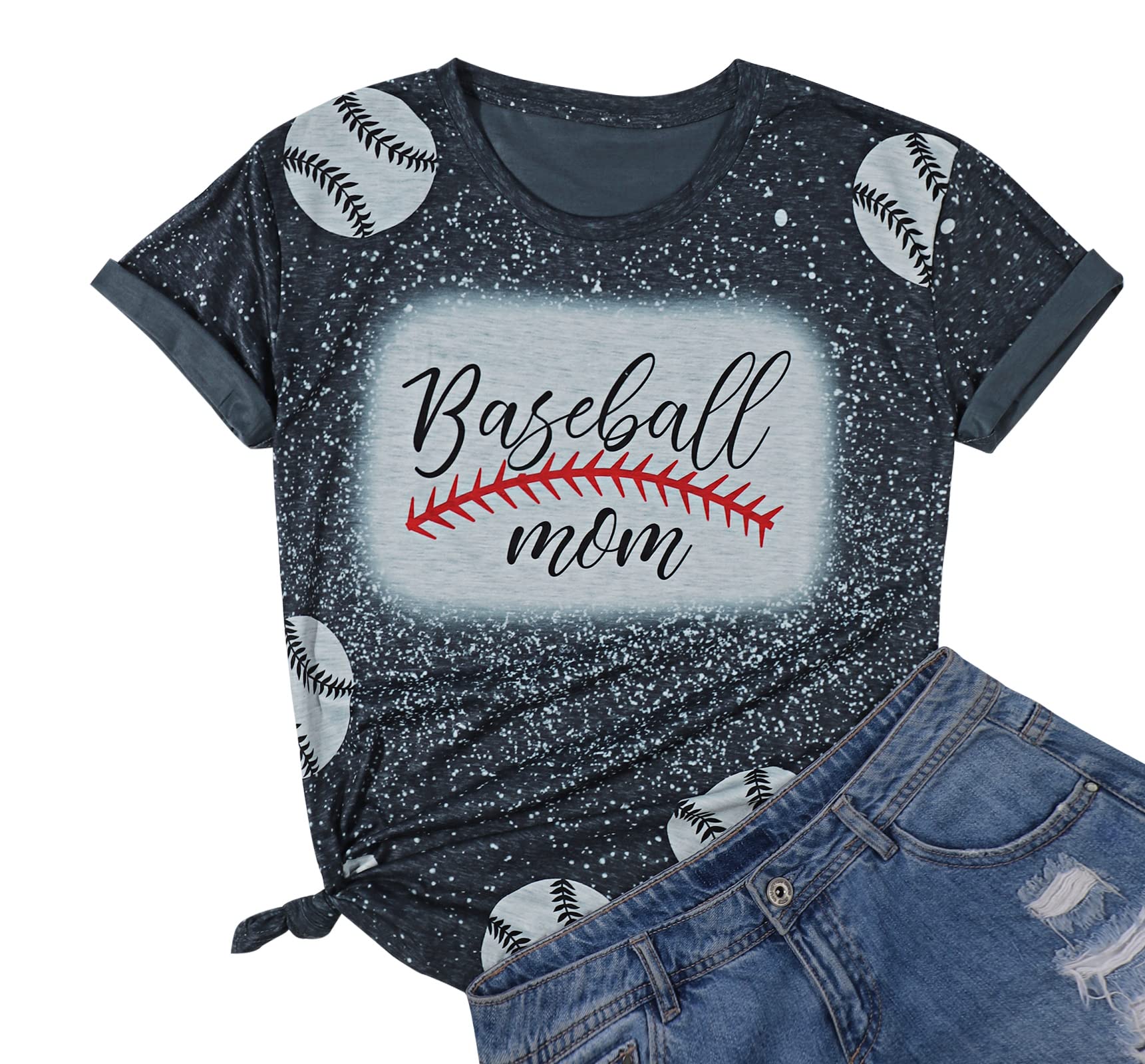Baseball Mom T-Shirt for Women - Softball Game Day Tee - Funny Graphic Short Sleeve Blouse - Perfect Gift for Baseball Lovers - Great for Games, Practices & Team Spirit Events