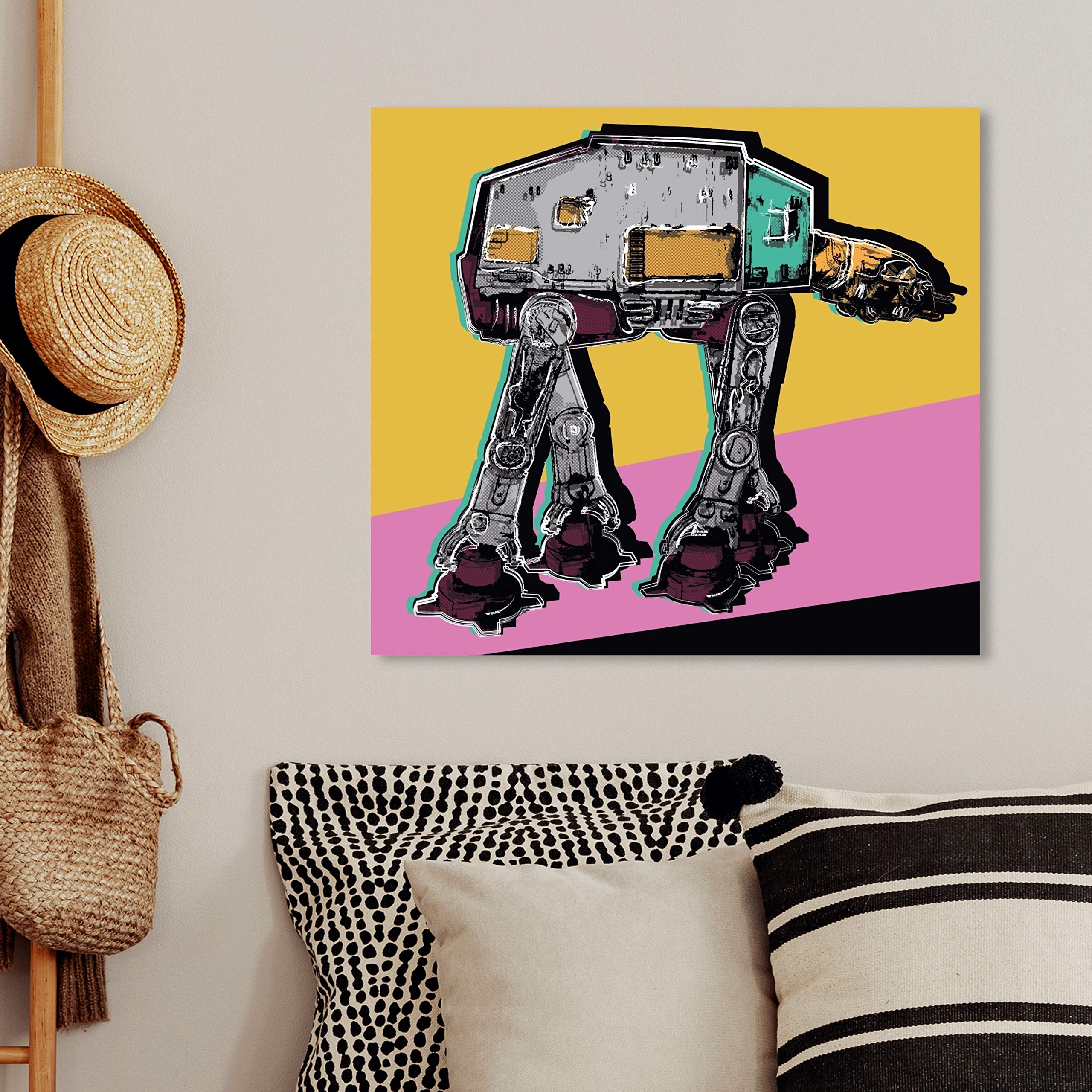 Oliver Gal Artist Co. 'Warhol Style ATAT' Pop Art Canvas Print - 24x24 Inch Pink & Yellow Wall Art for Living Room, Bedroom, Office Décor | Perfect for Movie Lovers & Star Wars Fans