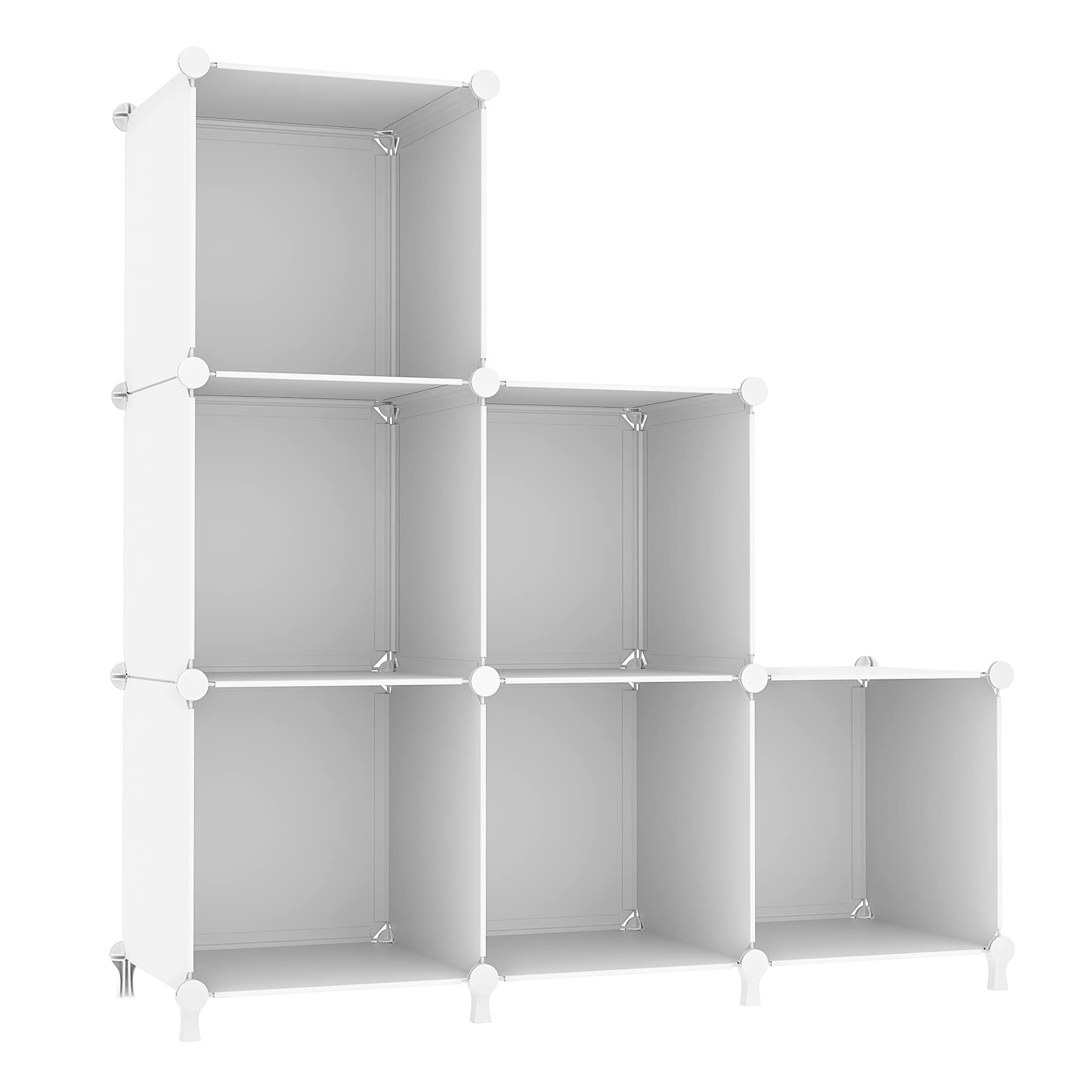 AWTATOS 6-Cube Storage Organizer - Stackable Plastic Shelving Unit for Clothes, Toys & Books | DIY Closet Organizer for Bedroom, Living Room & Office | White Cube Shelf for Home Organization