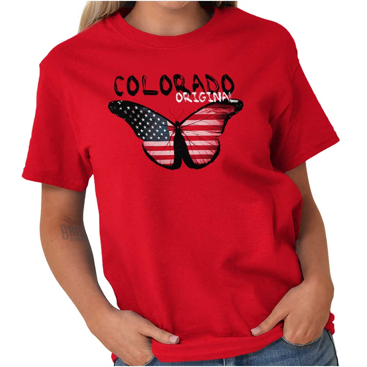 Colorado USA Flag Butterfly Women's Graphic Tee - Casual & Stylish