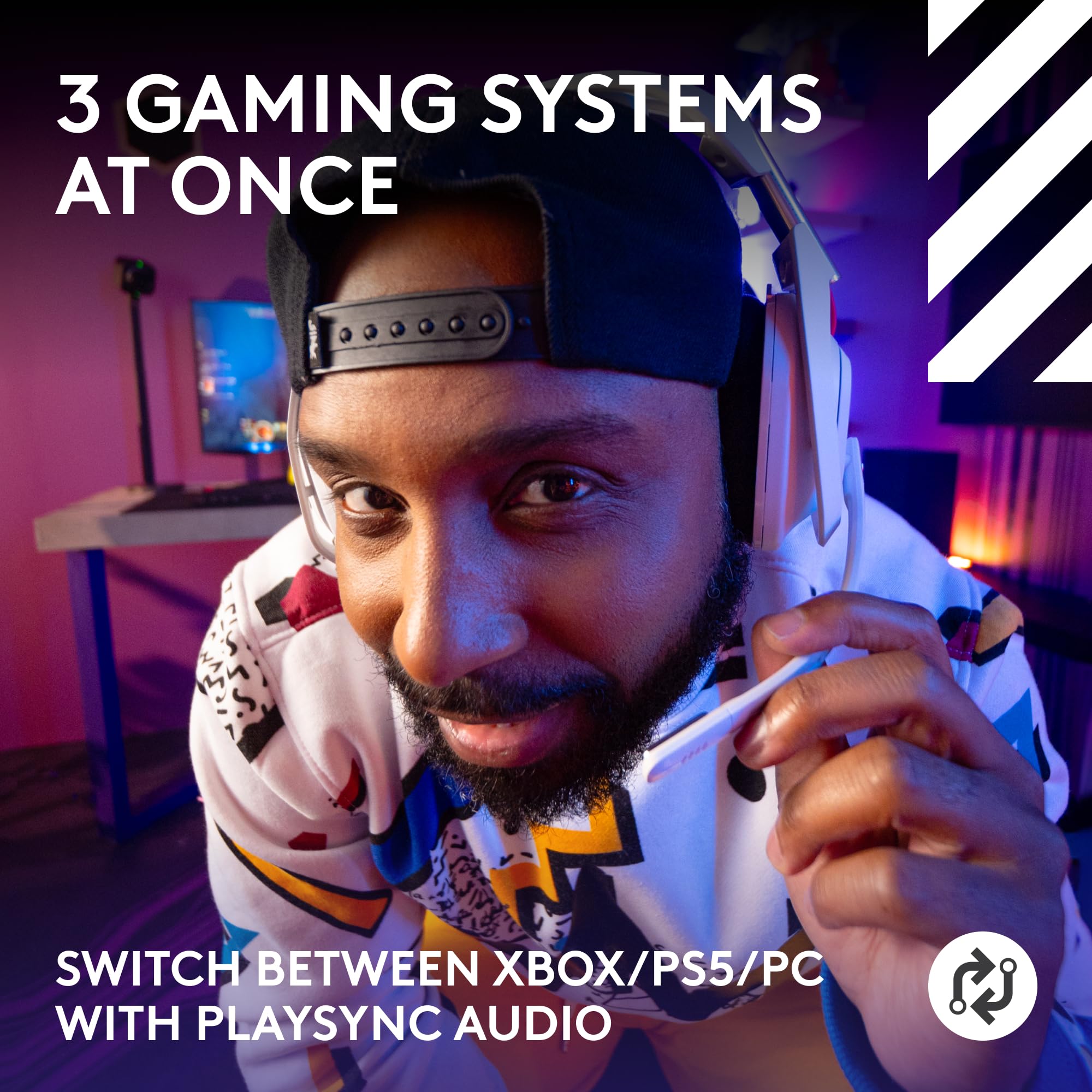 Logitech G Astro A50 Wireless Gaming Headset with Base Station - Omni-Platform for PS5, Xbox, PC | PLAYSYNC Audio Switcher, 24hr Battery, 2.4GHz & Bluetooth | High-Quality Audio (16-bit/48kHz Console, 24-bit/48kHz PC) | Perfect for Competitive Gaming, Streaming & Home Entertainment - White