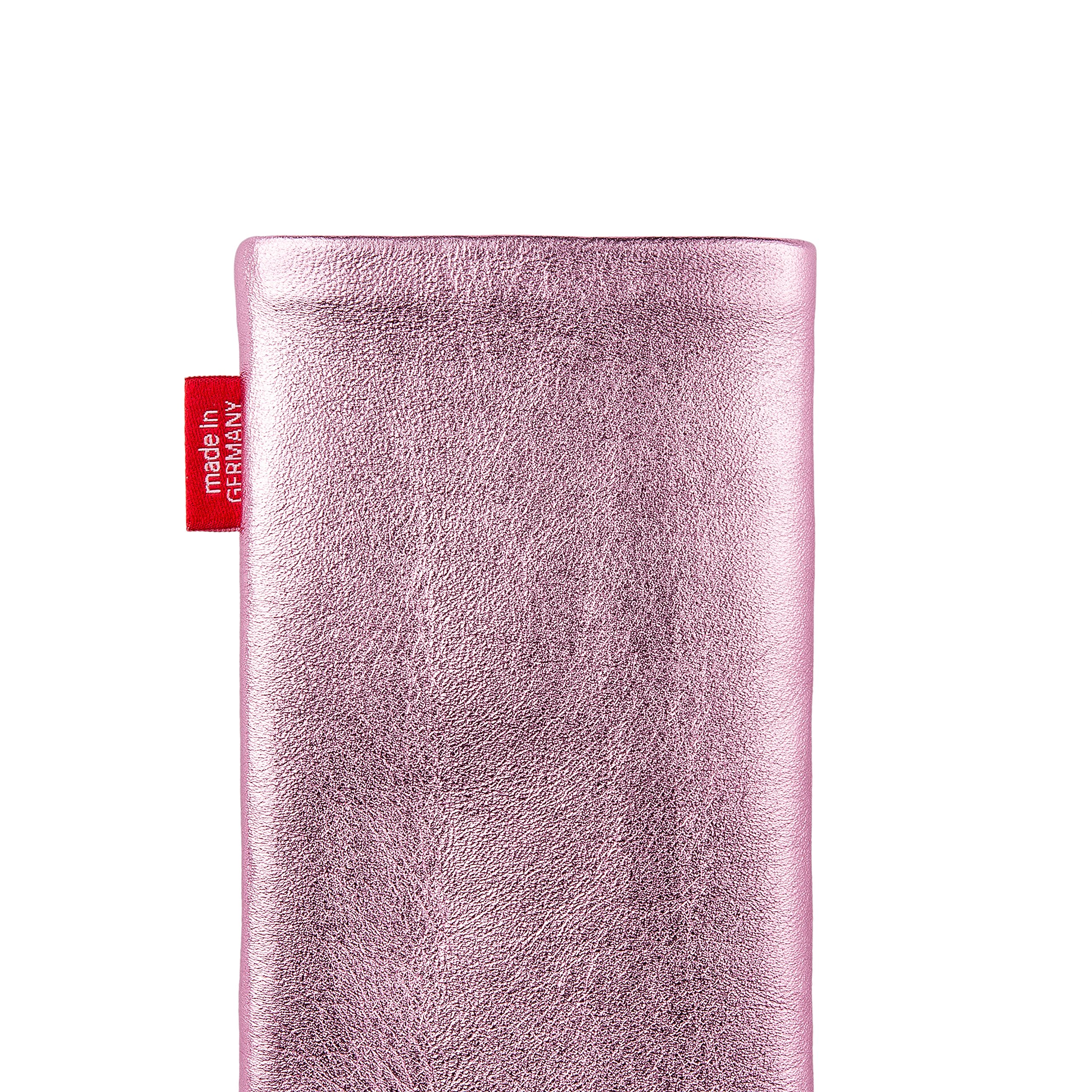 Premium Custom Fit Pink Groove Sleeve for HTC U Play with Original Clear Case | Genuine Nappa Leather Pouch with Microfiber Lining for Screen Cleaning | Perfect for Travel, Office & Daily Device Protection