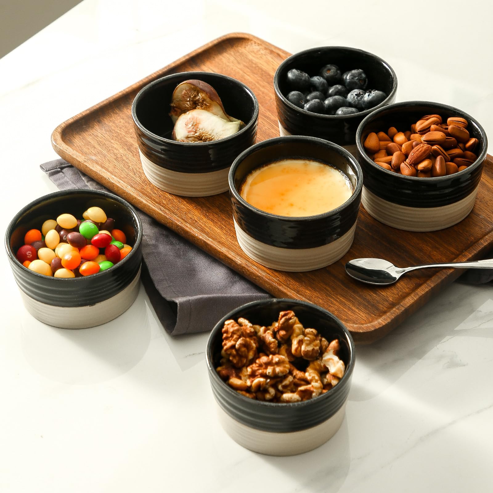 6-Pack 8oz Ceramic Ramekins for Baking, Oven Safe - Souffle, Creme Brulee & Desserts