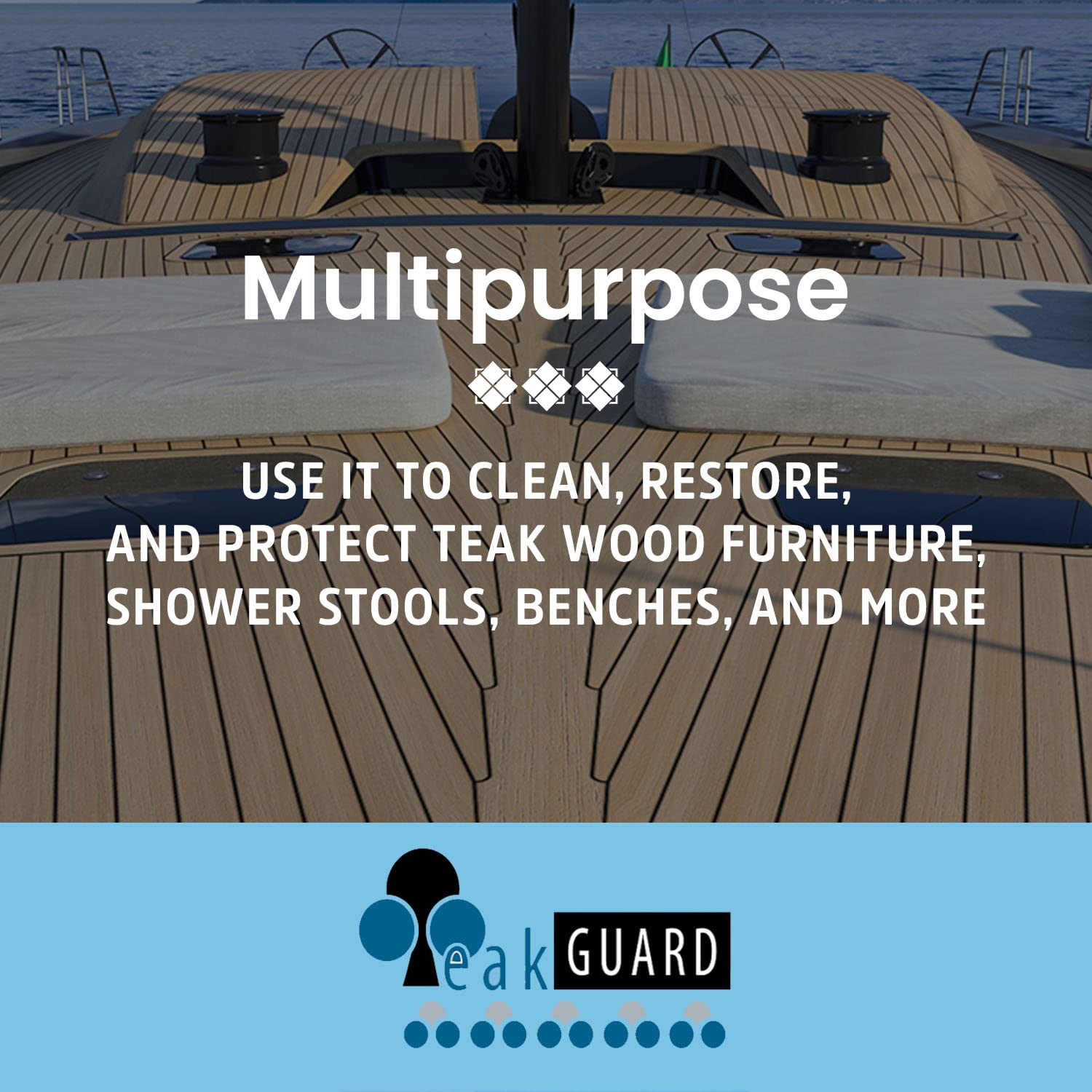Premium Teak Cleaner and Brightener - Water-Based, Oil-Free Wood Restorer & Protectant for Outdoor & Indoor Furniture - Safe & Easy to Use Teak Sealer & Polisher - 64 oz - Perfect for Patio, Deck, and Garden Wood Care