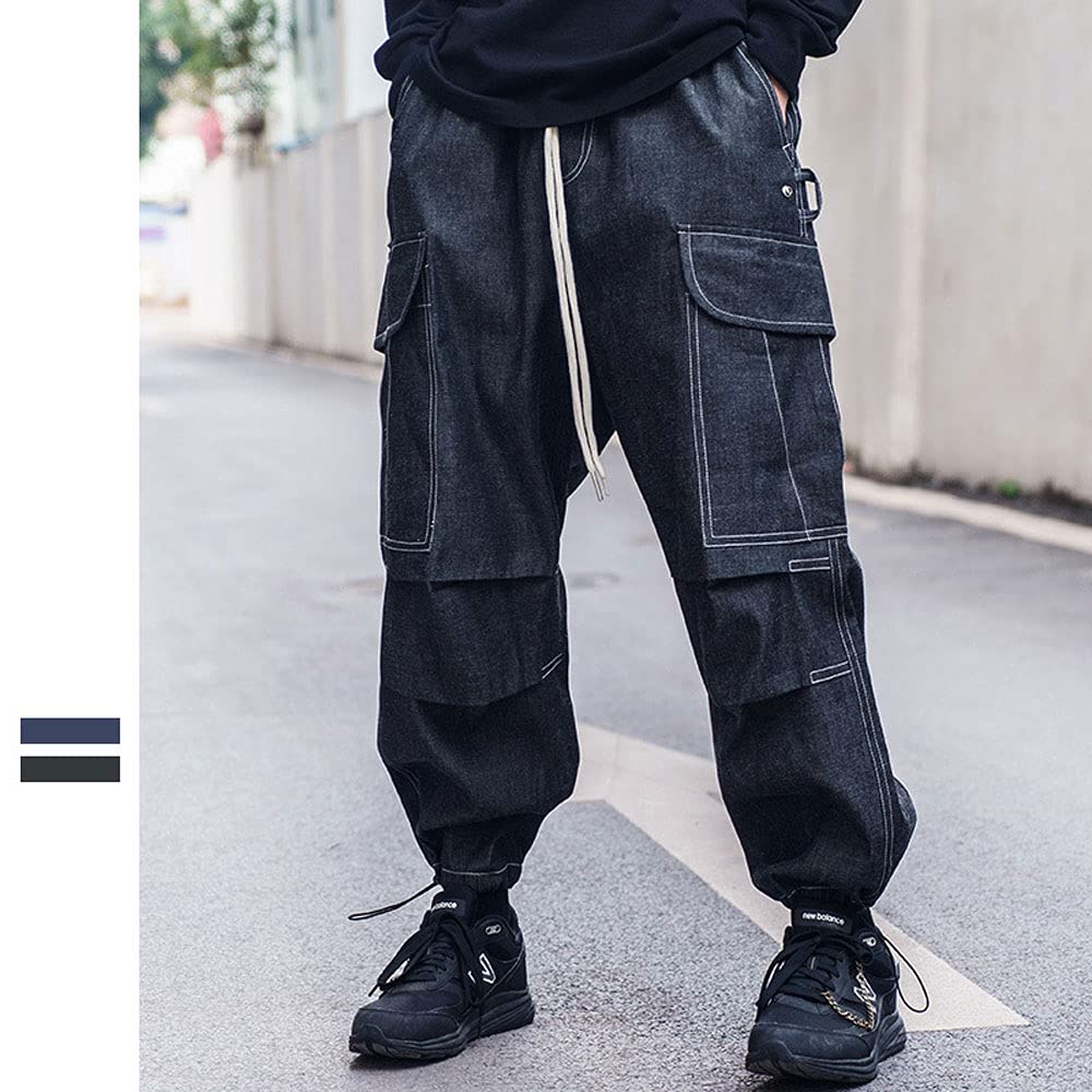 **Astellarie Men's Baggy Cargo Joggers - Loose Fit Casual Sweatpants with Drawstring & Multi-Pockets | Hip-Hop Streetwear, Workout, Lounge & Travel Pants**