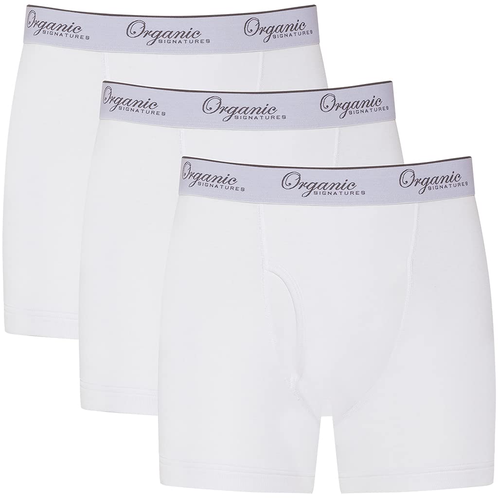 Organic Signatures 3-Pack Men's 100% Organic Cotton Boxer Briefs - Ultra Soft, Breathable & Comfortable Underwear for Everyday Wear, Workout & Travel
