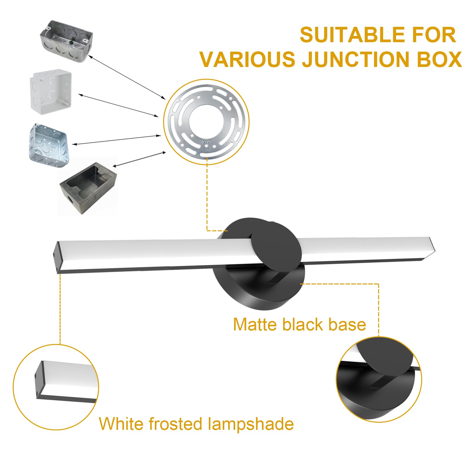 Modern Matte Black LED Vanity Light - 20