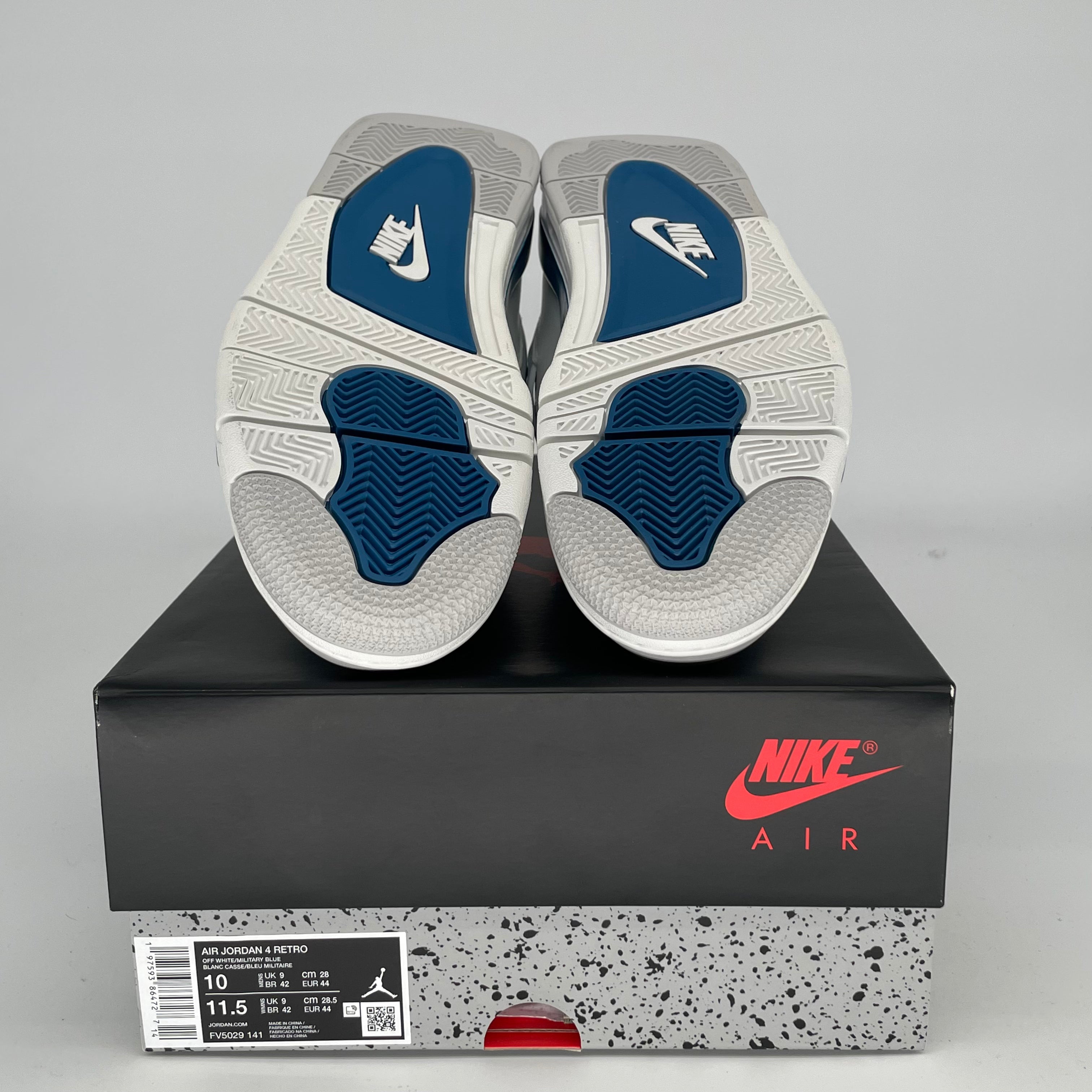 Original Air Jordan 4 Retro 'Military Blue' Men's Basketball Shoes - Size 10 & Women's Size 11.5 (FV5029-141) - Perfect for Streetwear & Sneaker Collectors | Ideal for Casual Wear, Basketball & Sneakerhead Fashion