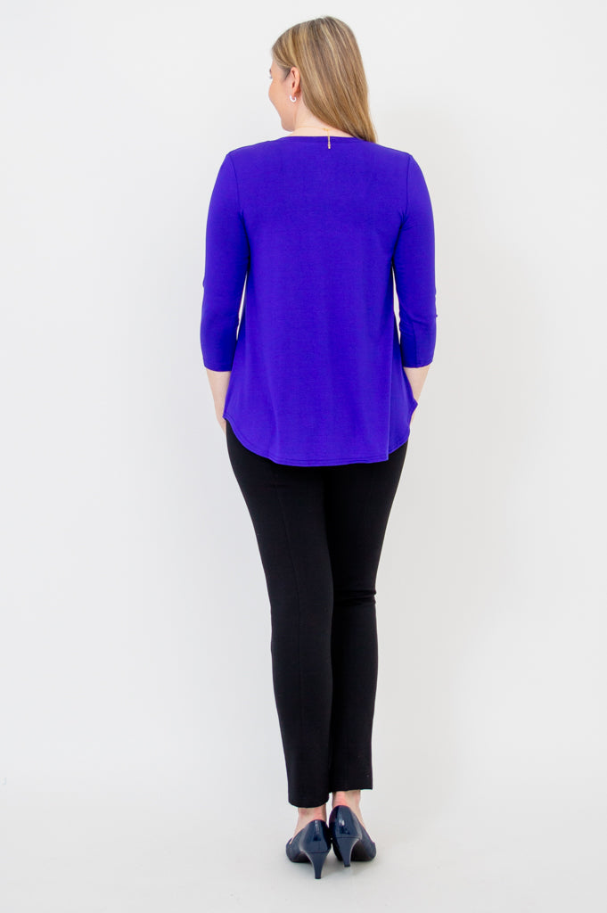 Jackie 3/4 Sleeve Bamboo V-Neck Blouse - Soft Violet Womens Top for Work & Casual Wear | Breathable Bamboo Fabric for Office & Everyday Outfits