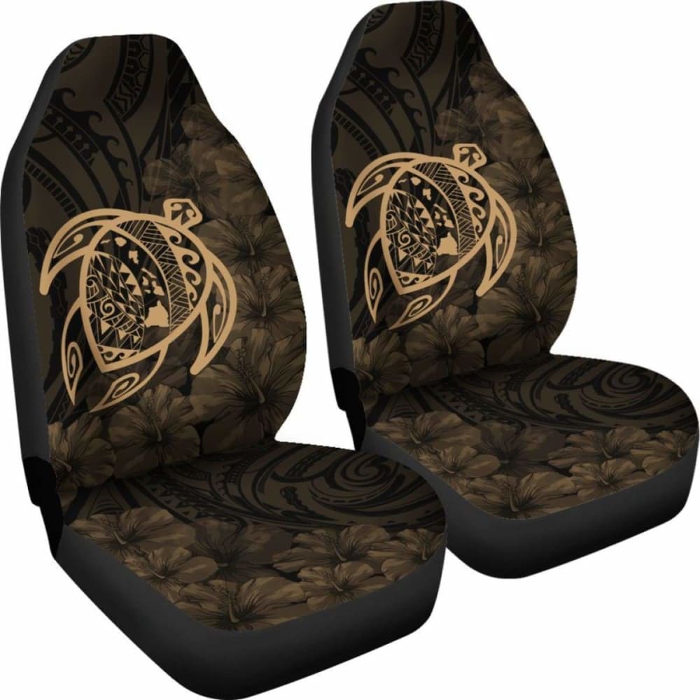Premium Alohawaii Car Seat Covers - Hawaii Turtle Map & Hibiscus Poly Gold Design - Waterproof & Durable for Cars, Trucks & SUVs - Perfect for Beach Trips, Summer Travel & Hawaiian-Themed Decor