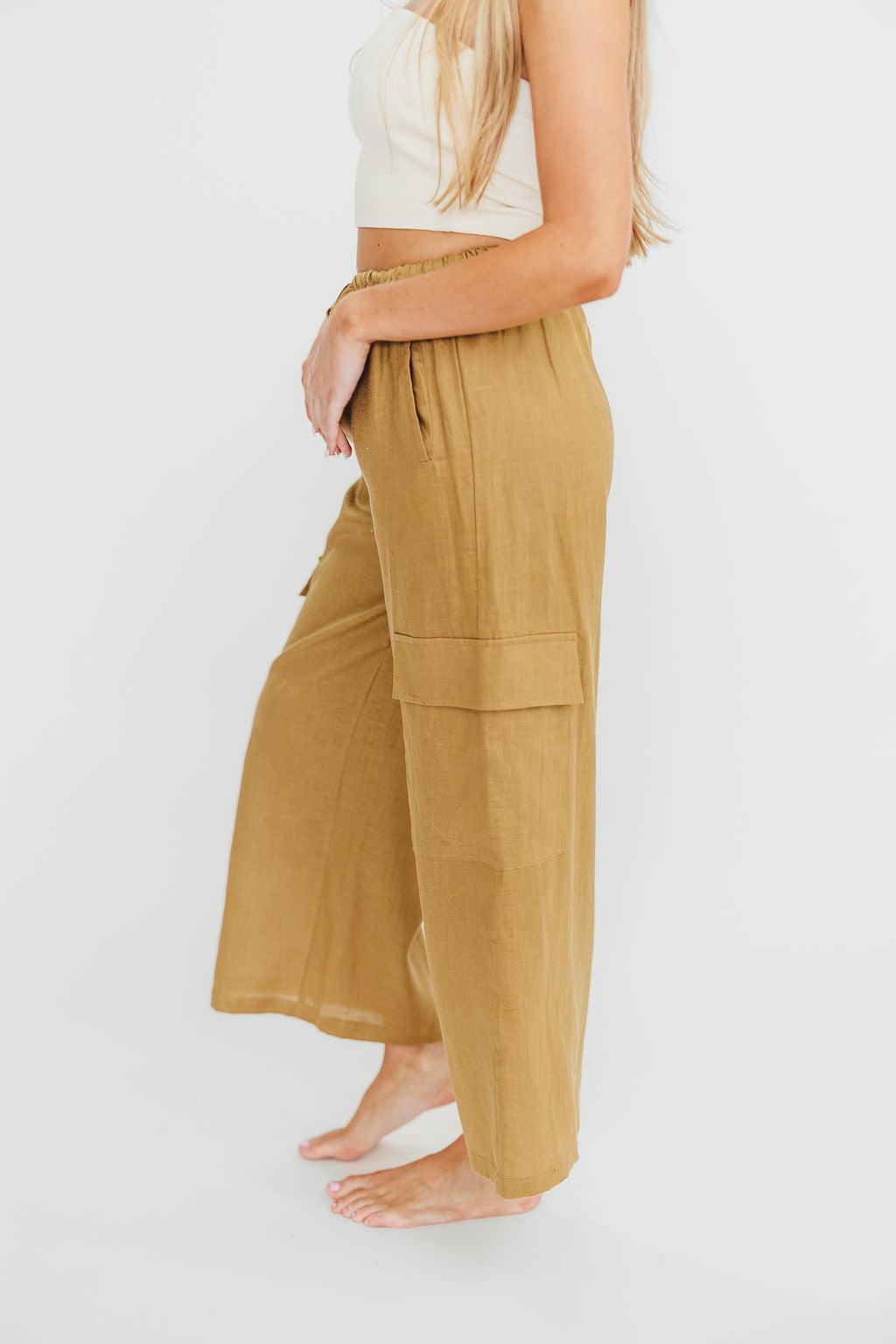 Kimora 100% Linen Pants for Women - Soft & Breathable Brown Olive Casual Trousers | Perfect for Summer, Travel & Relaxation