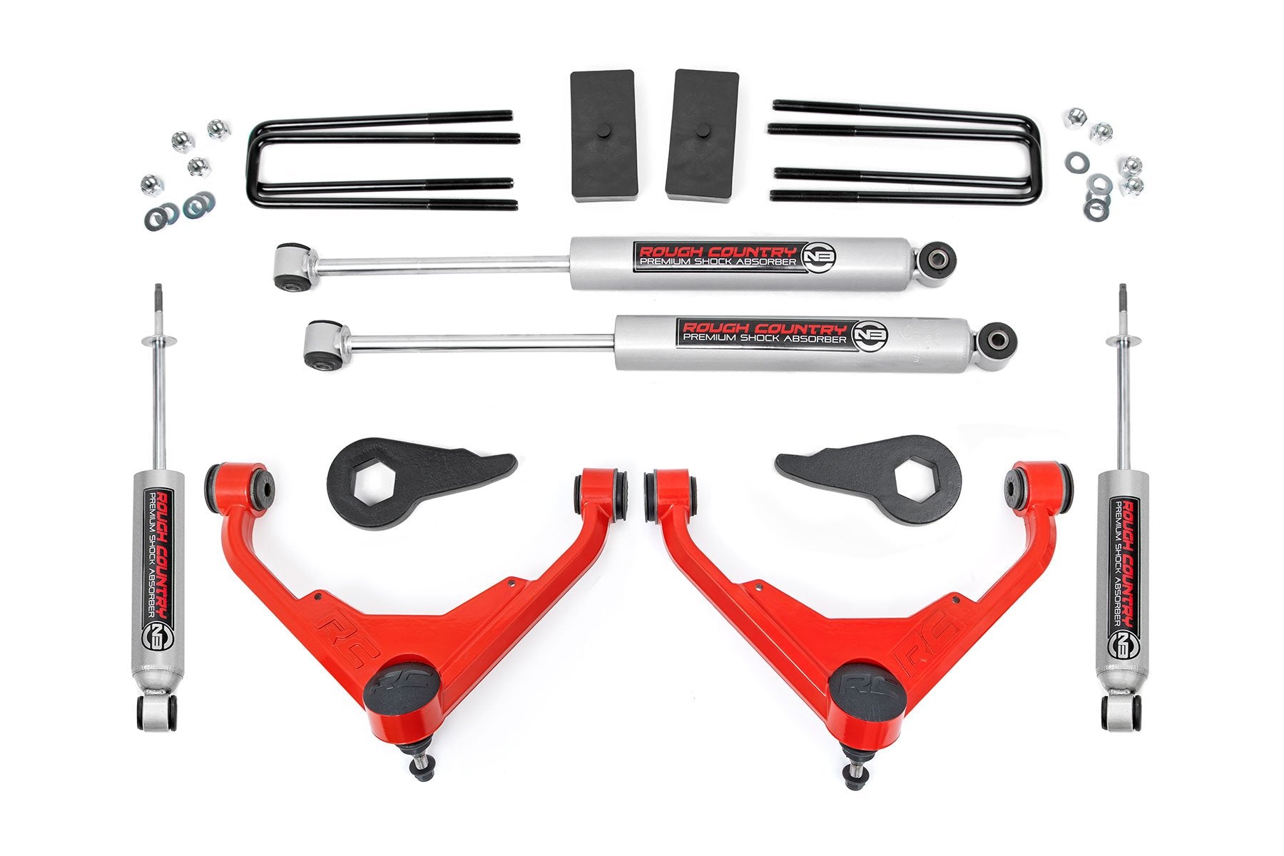 3 Inch Lift Kit for Chevy/GMC Sierra/Silverado 2500 HD & Suburban/Yukon XL 2500 (2001-2010) - Heavy Duty Suspension Upgrade - Part #8596N2RED | Off-Road & Towing Performance Enhancement