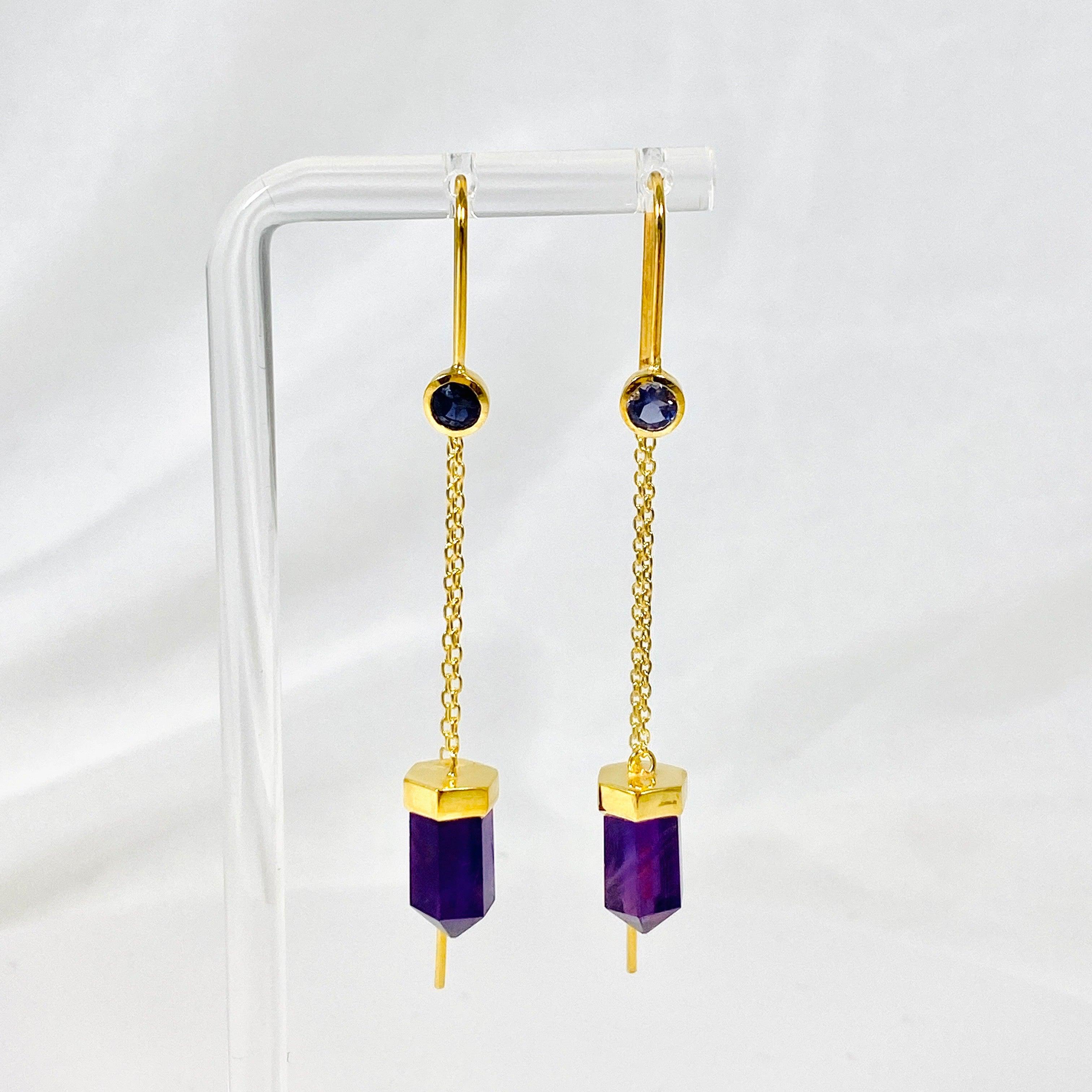 Elegant Gemstone & Gold Plated Thread Earrings for Women - Perfect for Parties, Weddings & Everyday Wear