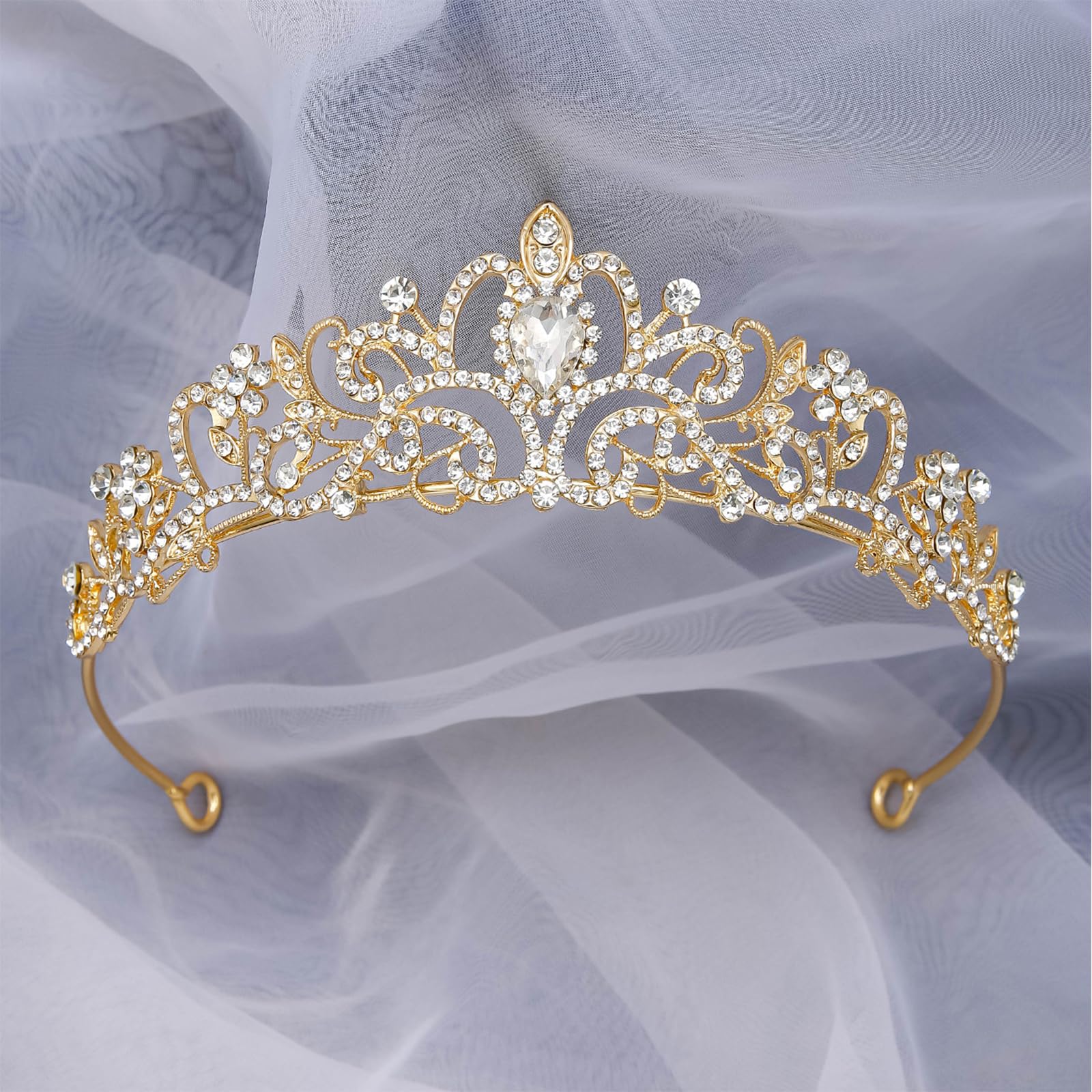 Elegant CIEHER Gold Tiara Crown for Women & Girls - Princess Bridal Wedding, Prom, Quinceañera, Birthday & Christmas Hair Accessories | Perfect for Parties, Pageants & Special Occasions