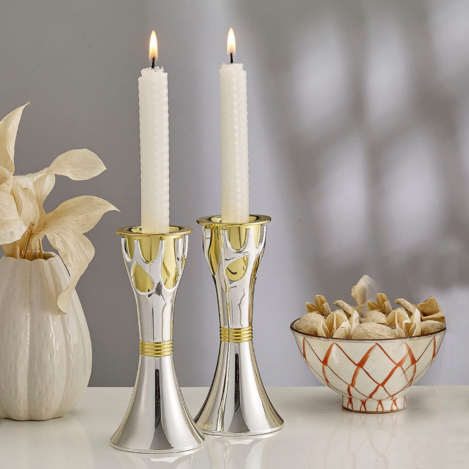 Rite Lite Premium White Shabbat Candles - 12-Piece Set in Elegant Gift Box with Artistic Hanukkah Card - Perfect for Jewish Holidays, Sabbath Celebrations & Home Decor
