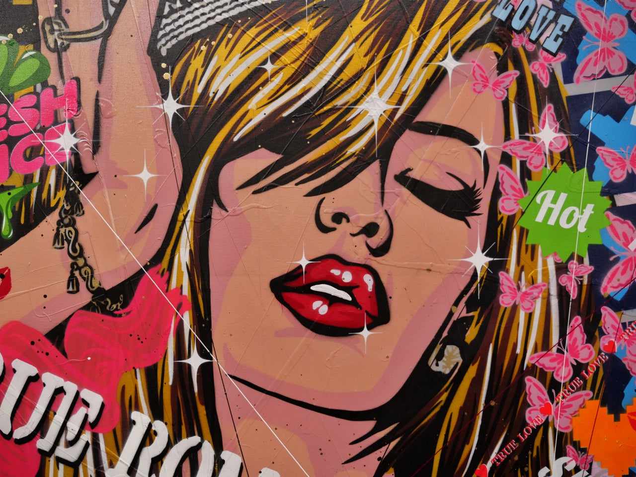 Candy Princess 140cm x 100cm Beauty Queen Textured Urban Pop Art Canvas Painting - Perfect for Living Room, Bedroom, and Office Wall Decor