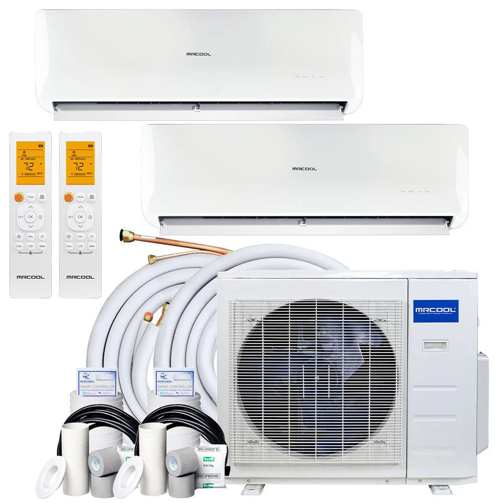 MRCOOL Olympus 27,000 BTU 24.6 SEER2 2 Zone Ductless Mini Split Air Conditioner and Heat Pump System (9K + 18K) - Perfect for Home, Office, and Garage Cooling & Heating