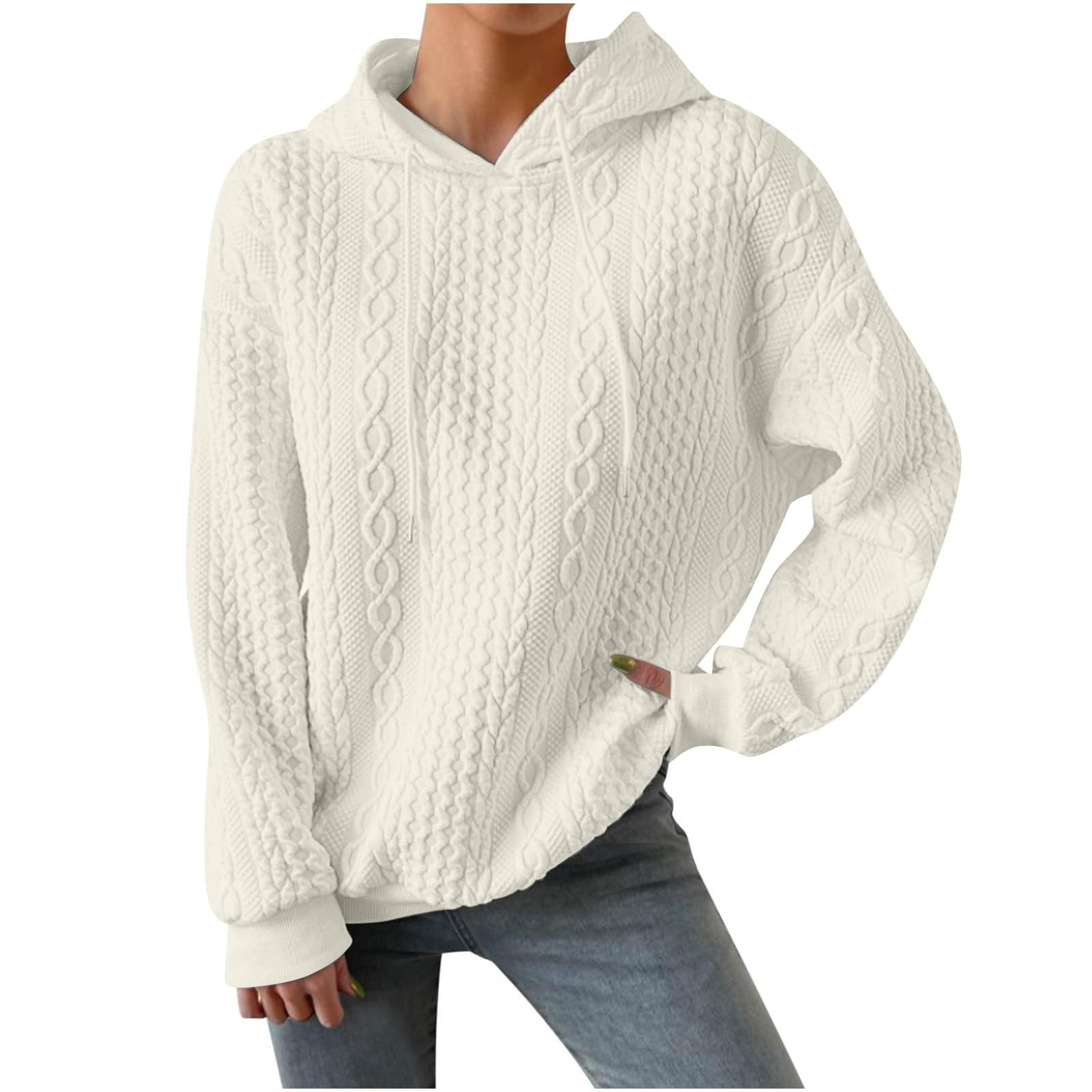 YUTANRAL Women's Fall Fashion Hoodie - Trendy Oversized Waffle Knit Sweatshirt with Long Sleeves | Casual Loose Pullover for Autumn Outfits, Coffee Dates & Weekend Comfort