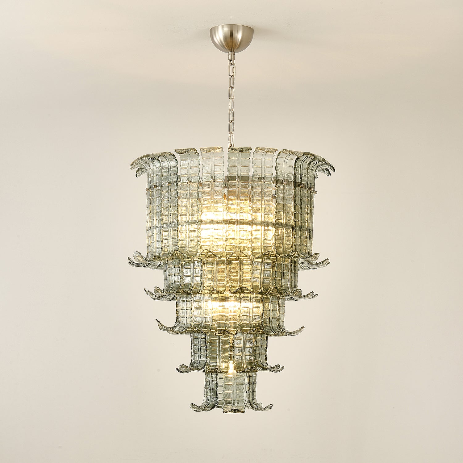 Elegant Cascade Murano Glass Chandelier - Handcrafted Italian Lighting Fixture for Dining Room, Living Room & Bedroom Decor