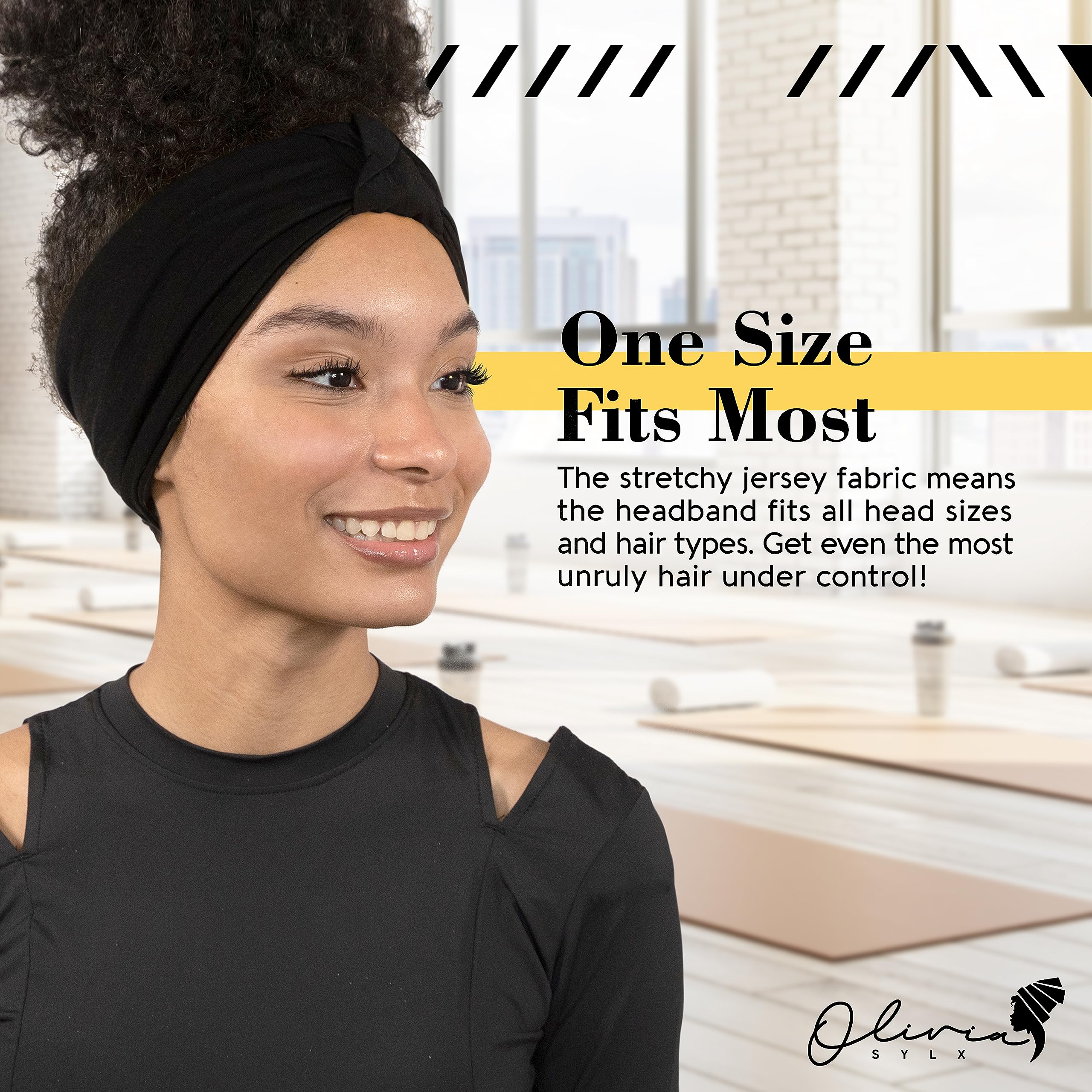 Olivia Sylx Twist Knot Headband for Women - Fashionable Wide Yoga Headband with African Inspired Design - Perfect for Workouts, Yoga, Running and Everyday Styling