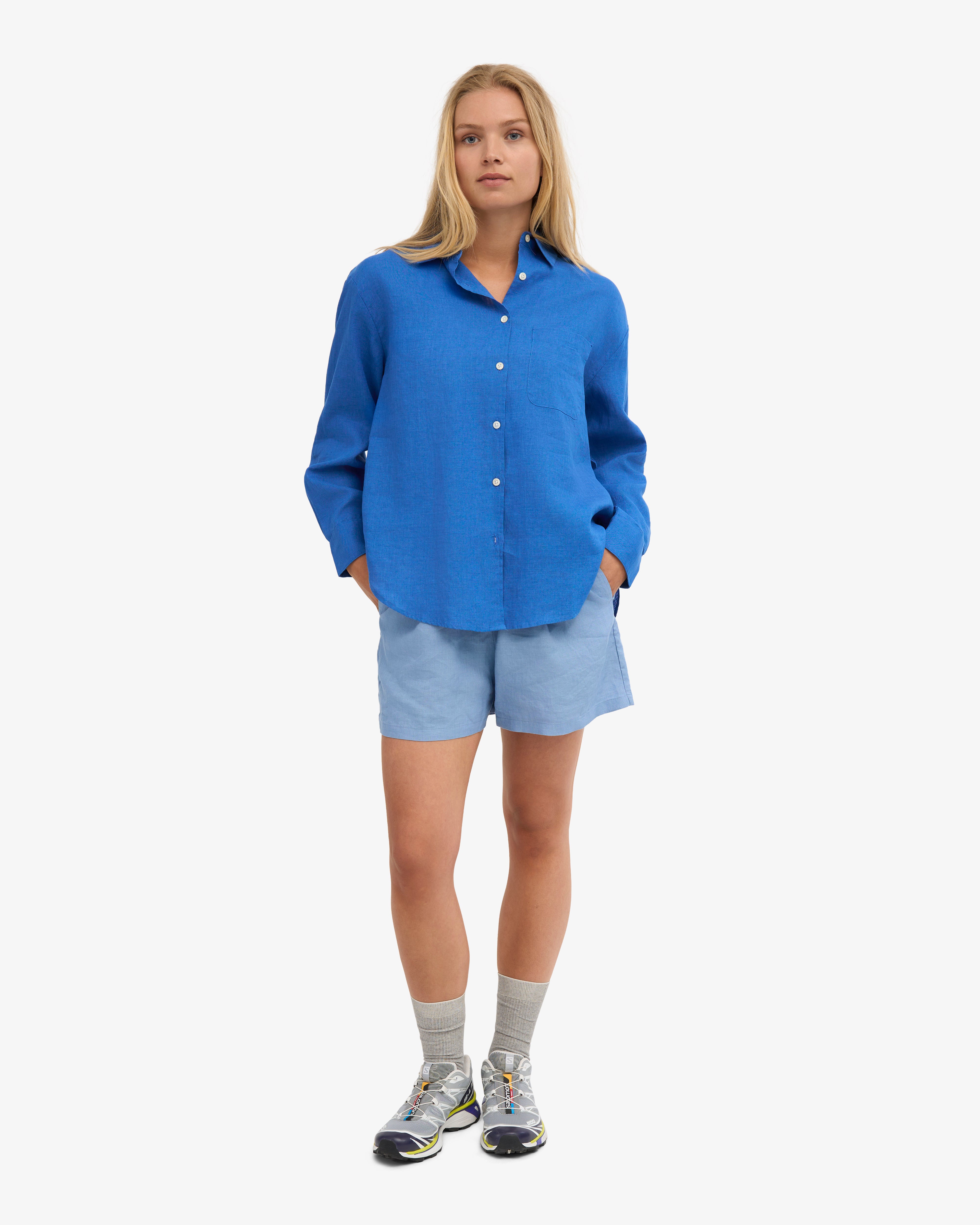 Breathable Linen Shorts for Men & Women - Seaside Blue | Perfect for Beach, Vacation & Summer Outfits