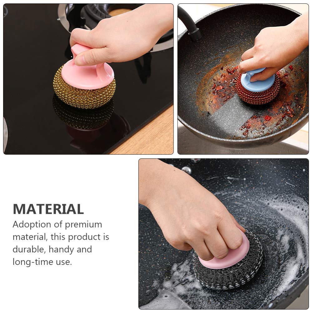 Hemoton Steel Wool Scrubber 10pcs - Detachable Dish Brush for Kitchen & Restaurant Cleaning