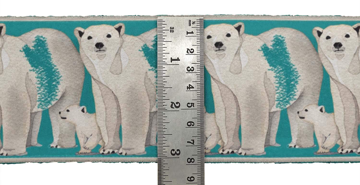 Green Polar Bear Animal Print Velvet Ribbon Trim - 9 Yards, 3 Inches Wide for Sewing & Crafts - Perfect for DIY Projects, Costume Accessories, Gift Wrapping & Home Decor