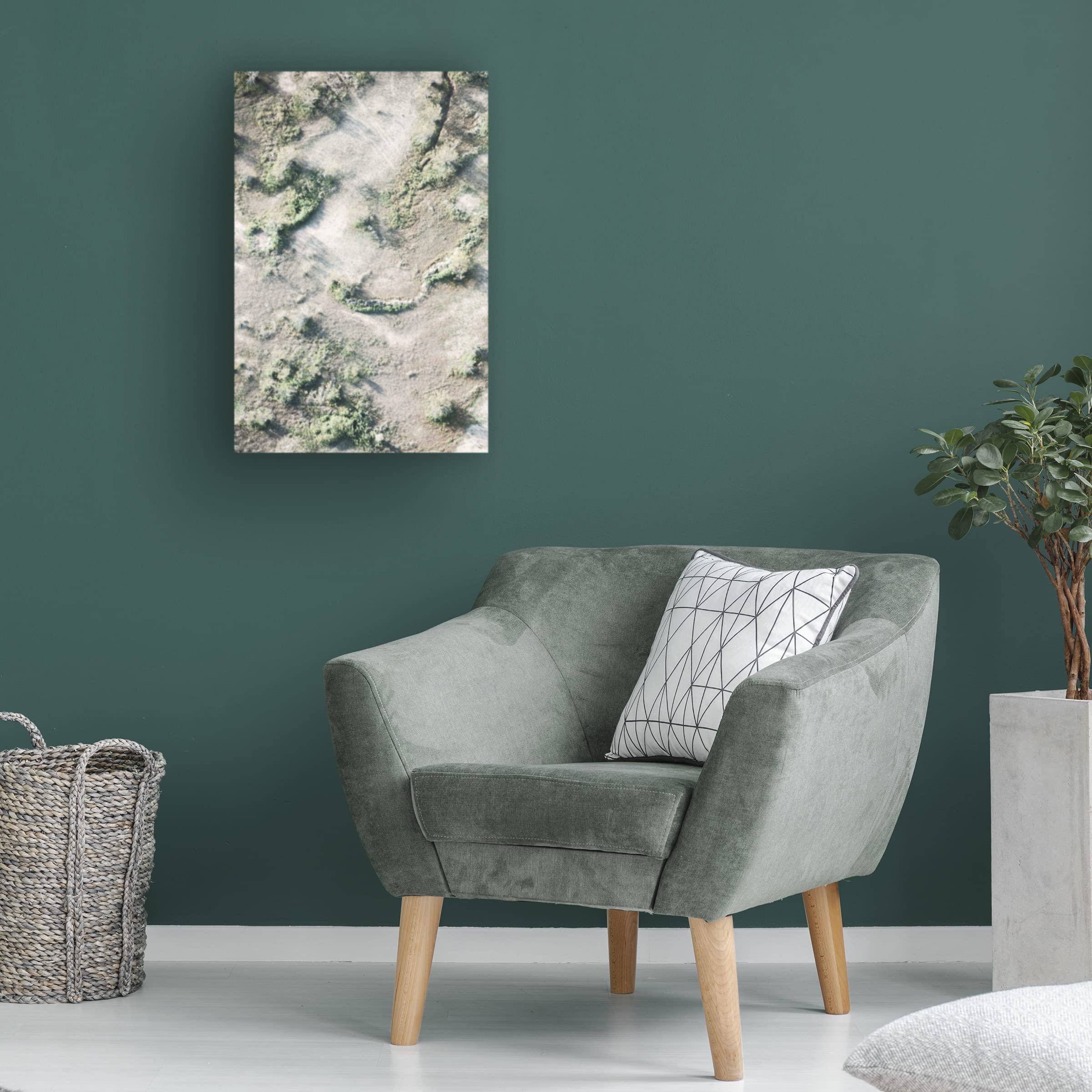 Blue Palomino 'Topography Sand And Shrub' Canvas Wall Art Print - Modern Landscape Painting for Living Room, Bedroom & Office Decor