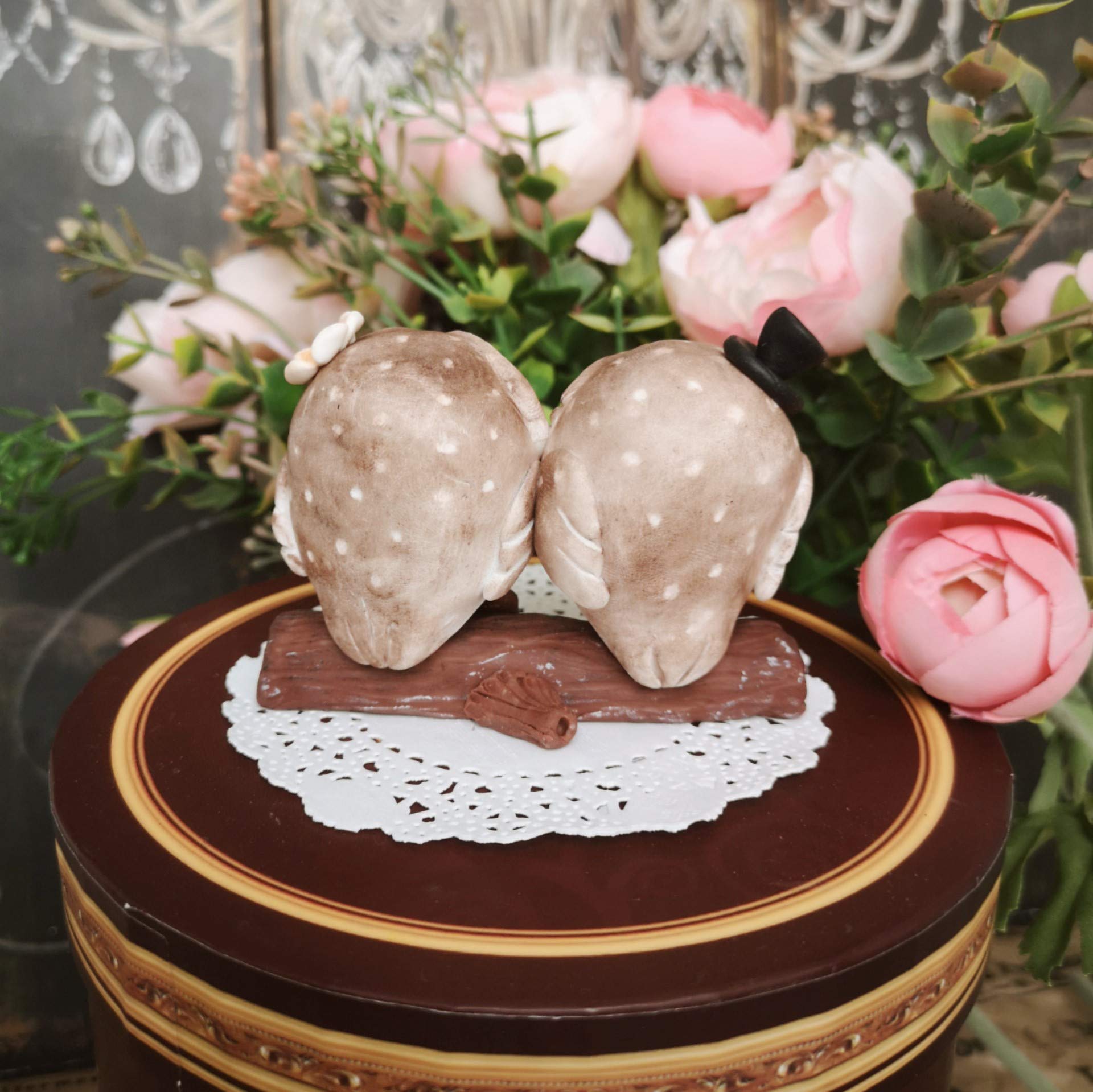Handmade Owl Wedding Cake Topper - Romantic Love Bird Couple Figurine for Garden, Spring, Summer, Autumn & Winter Weddings 2025 | Perfect for Rustic, Boho, and Outdoor Wedding Decorations