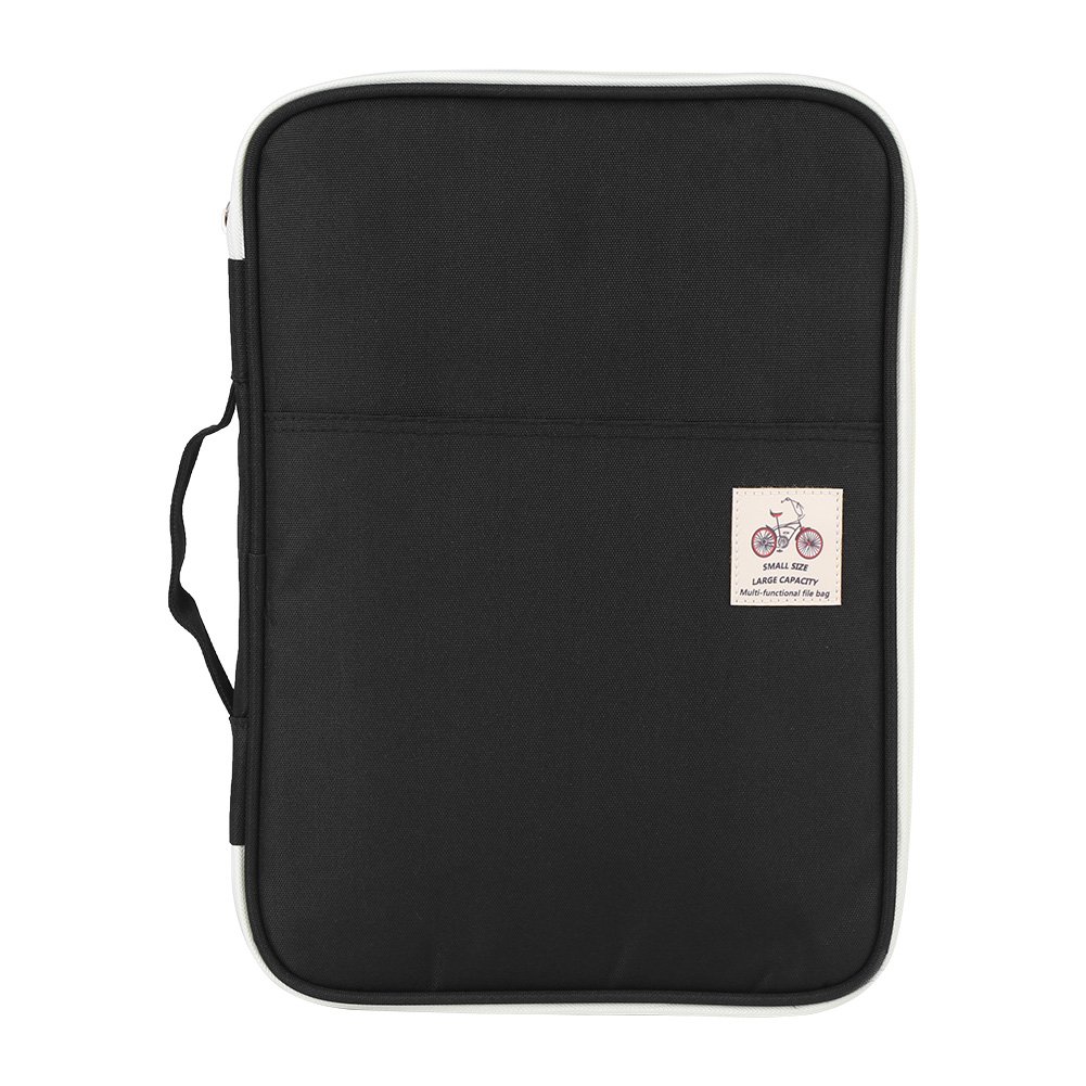 A4 Waterproof Zippered Document Organizer - File Folder Portfolio Case for Computer Notebooks, Storage & Transport | Perfect for Office, School, Travel & Business Use (Black)