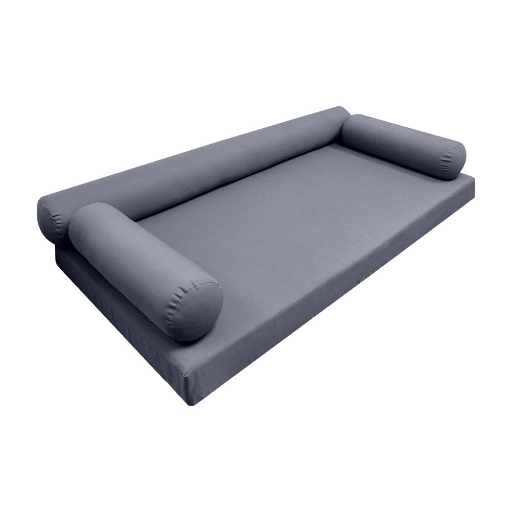 Prolinemax Style6 4-Piece Crib Size Outdoor Daybed Set - Knife Edge Mattress, Bolster Pillow & Fitted Sheet Slip Cover (AD001) for Patio, Poolside & Garden Relaxation