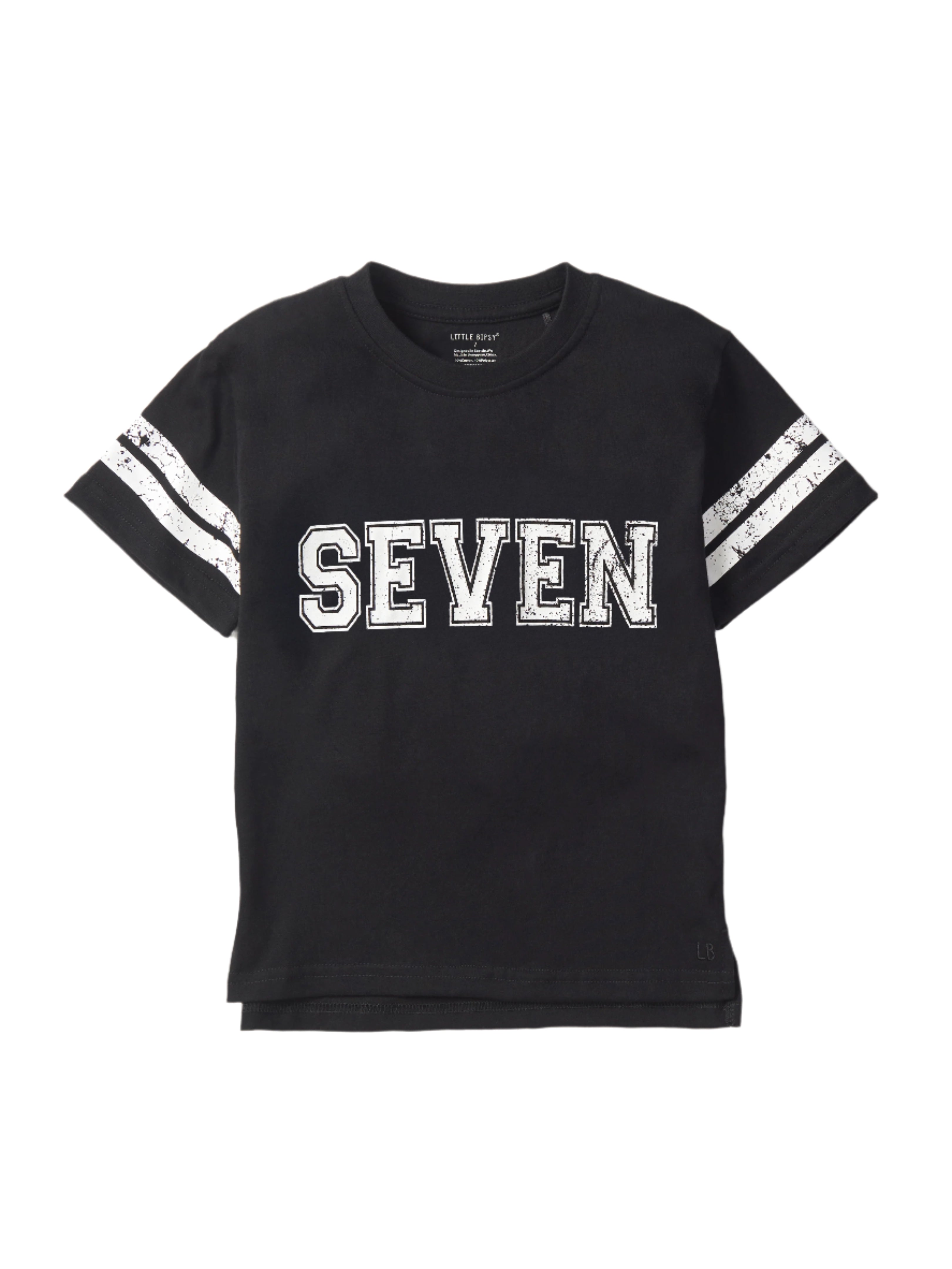 Varsity 7th Birthday Elevated T-Shirt - Black | Trendy Kids' Graphic Tee for Birthday Parties & School Events