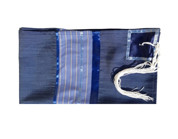 Youthful Easy Going Blue Tallit Prayer Shawl for Bar Mitzvah - Premium Tzitzit Tallis Set for Jewish Ceremonies & Daily Prayers