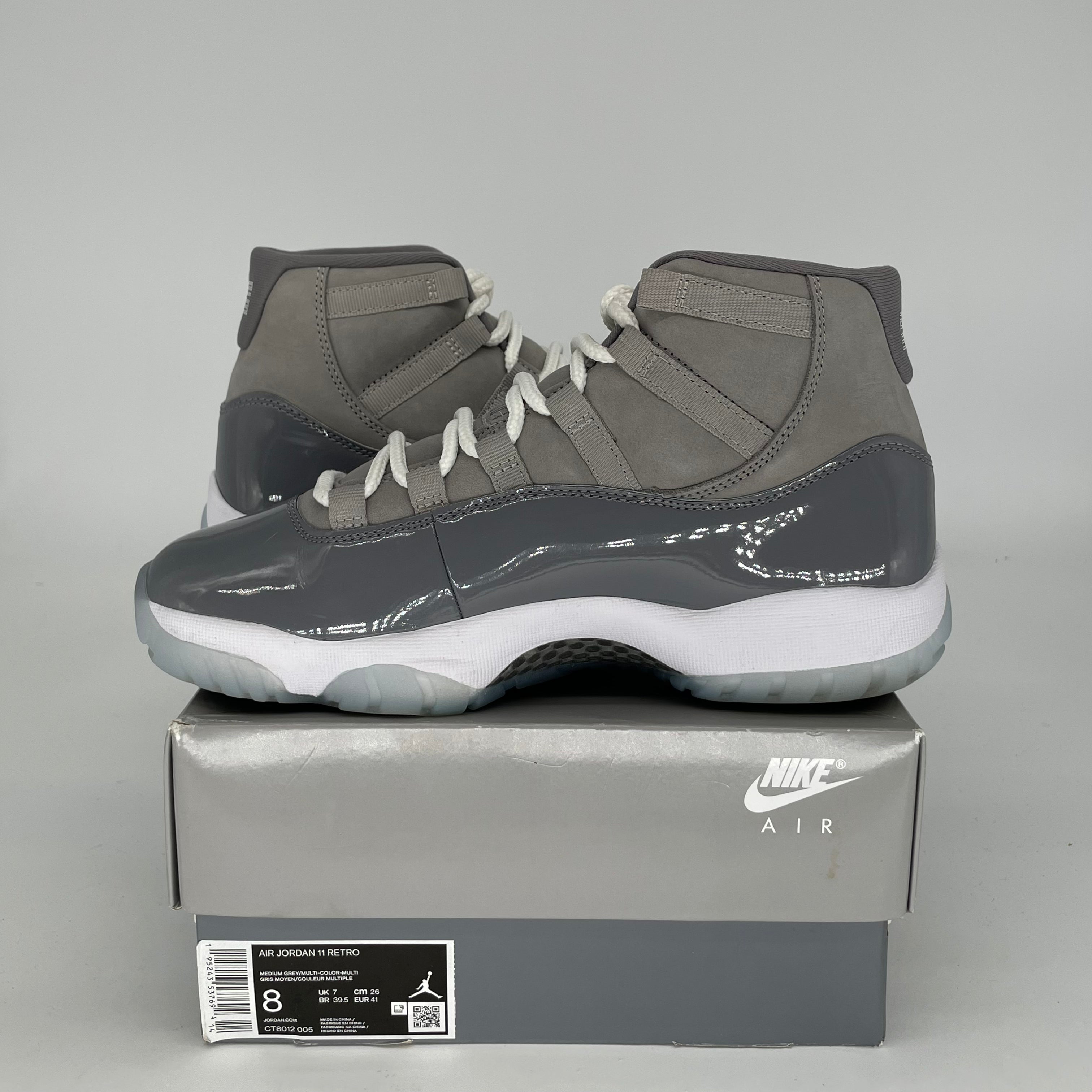 AIR JORDAN 11 COOL GREY Basketball Shoes - Men's Size 8/Women's Size 9.5 (CT8012-005) - Retro Sneakers for Casual Wear & Court Performance
