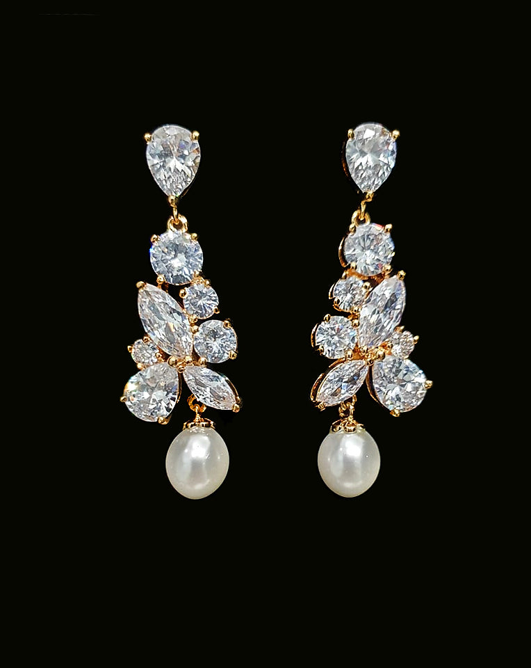 Elegant Bridal Pearl Drop Earrings by Stephanie Browne – Perfect for Weddings, Prom & Special Occasions