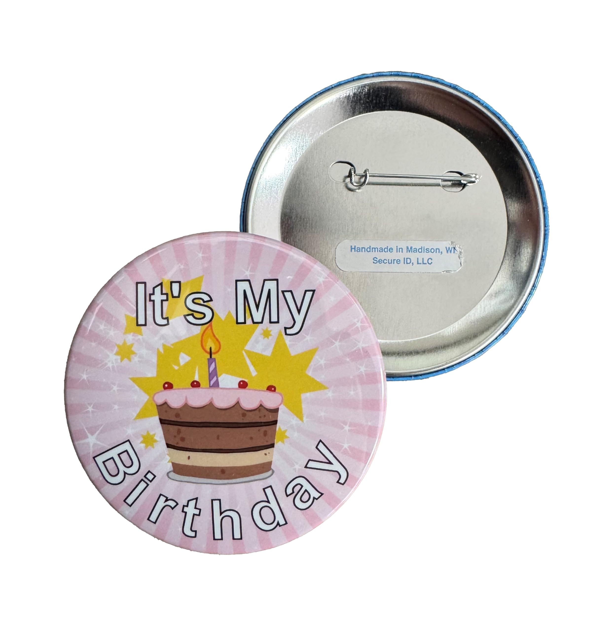Secure ID Pink Birthday Button Pin - Cute & Stylish Badge for Celebrations, Parties, Gifts & Accessories