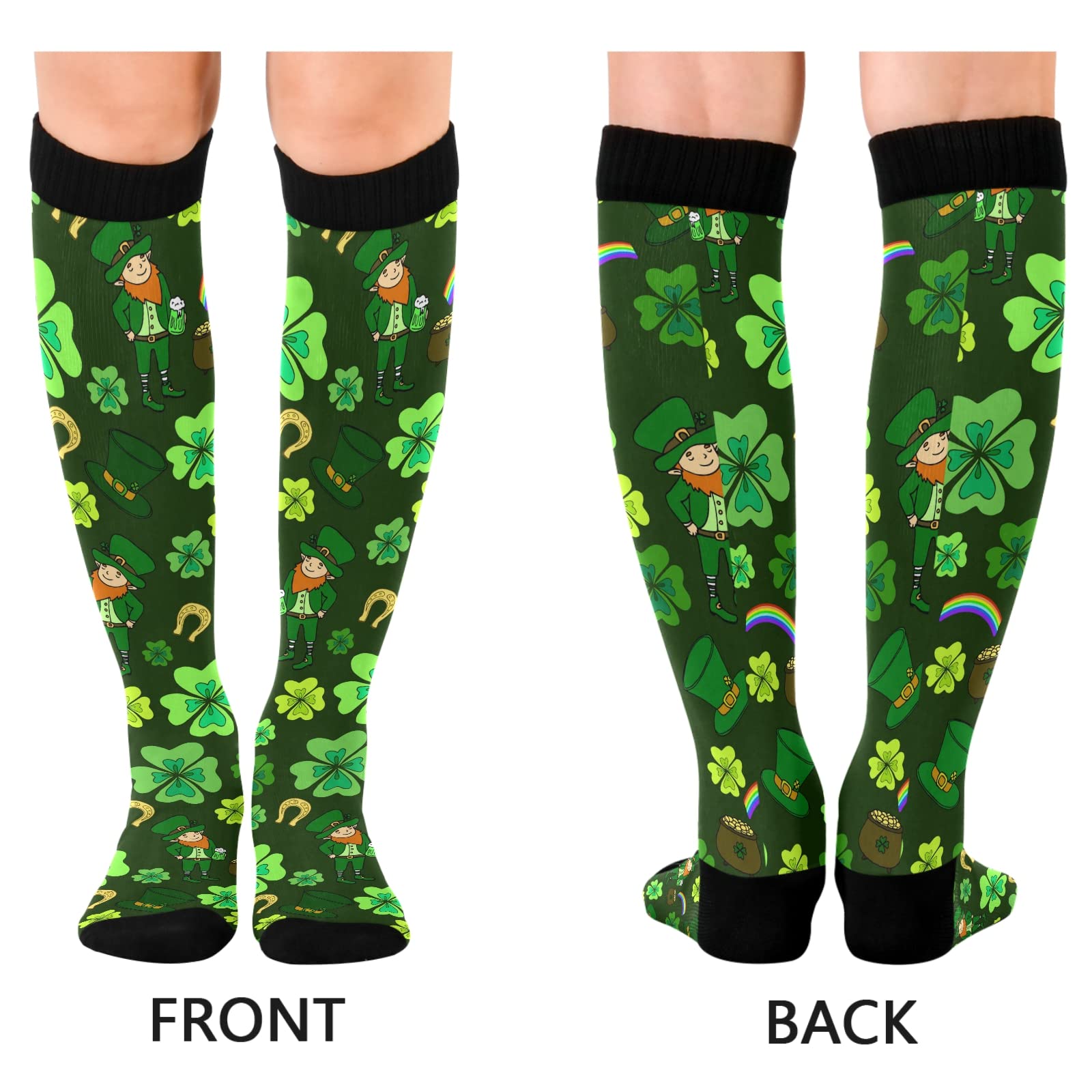 CHIFIGNO St. Patrick's Day Compression Socks for Women & Men - 2 Pairs for Running, Medical Support, Nursing, Pregnancy & Travel - Perfect for Workouts, Hospital Shifts & Long Flights