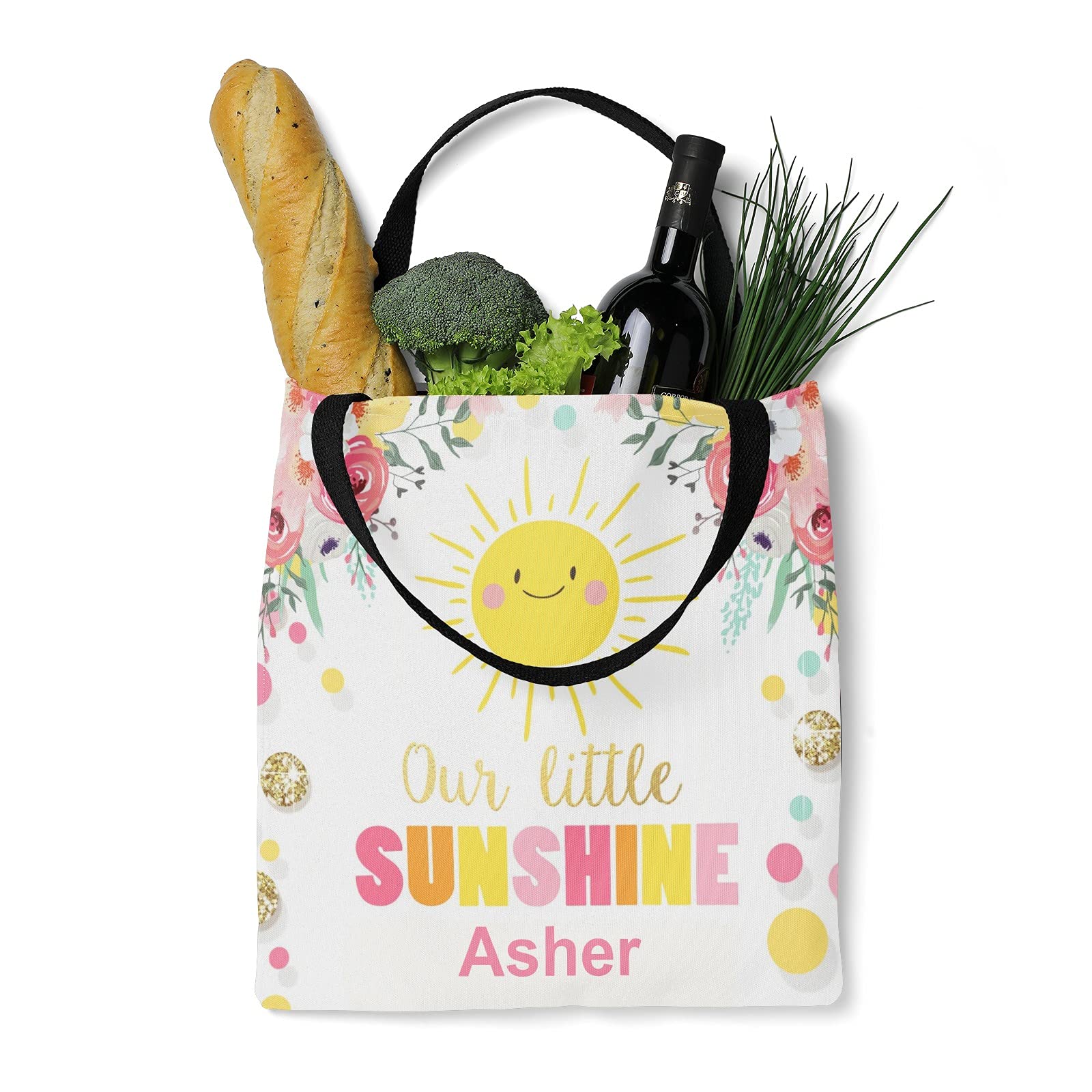 You Are My Sunshine Personalized Canvas Tote Bag - Eco-Friendly Reusable Shopping Bag for Travel, School & Daily Use - Custom Handbag Gift for Women & Moms