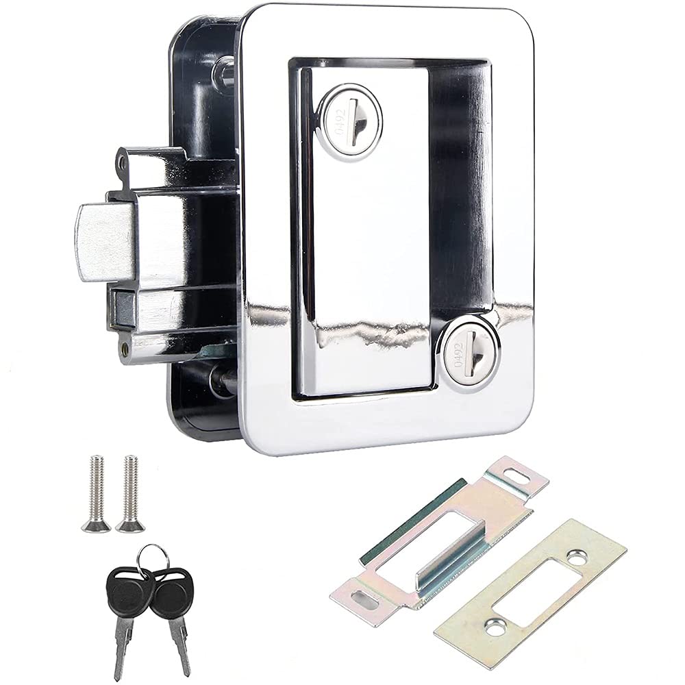 RV Camper Door Lock - Heavy Duty Zinc Alloy Entry Door Latch with Paddle Deadbolt for Travel Trailers, Horse Trailers & Cargo Haulers | Secure Your Mobile Home, Camping Vehicle & Transport Equipment
