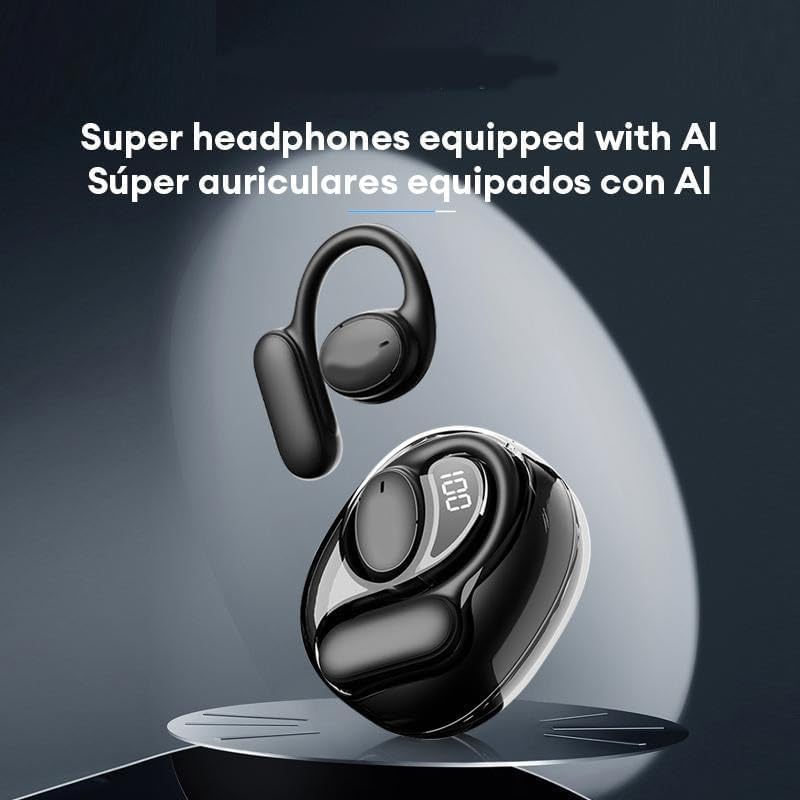 Paxa AI Open-Ear Translation Headphones - Real-Time Language Translator for 75+ Languages, Wireless Bluetooth Headset with Open Air Design - Perfect for Travel, Business Meetings & Multilingual Conversations (Black)