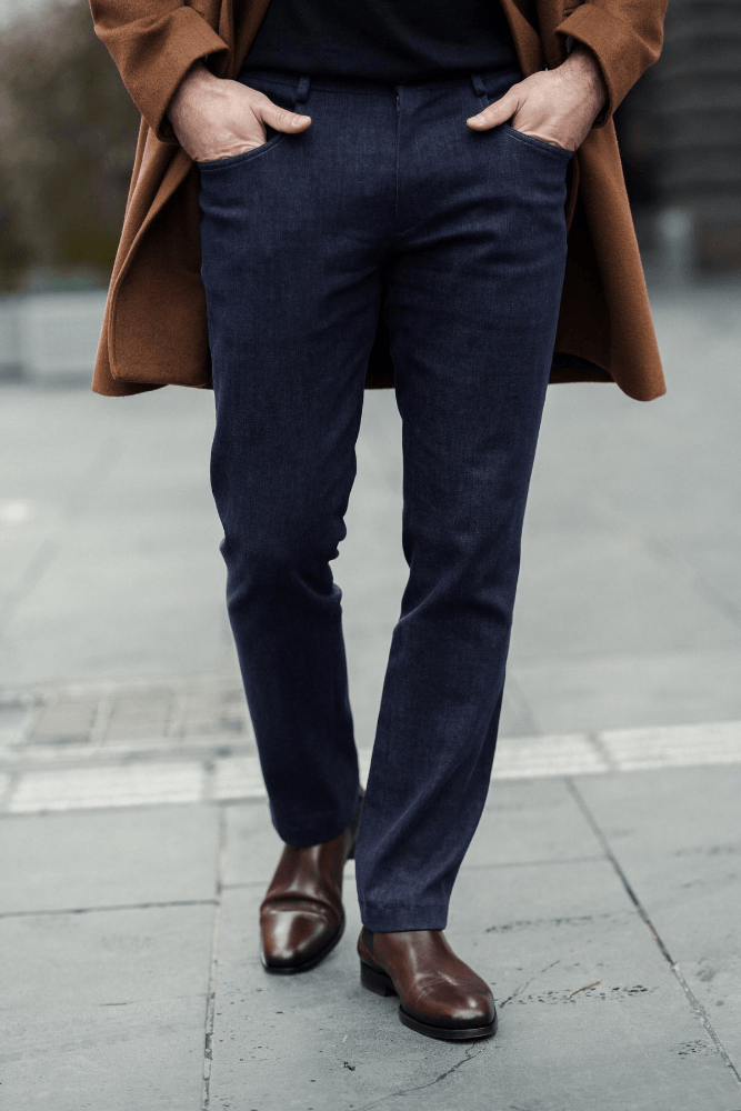 Jackson Premio Dark Blue Denim Jeans for Men - Classic Slim Fit Stretch Denim Pants for Casual Wear, Work & Everyday Outfits