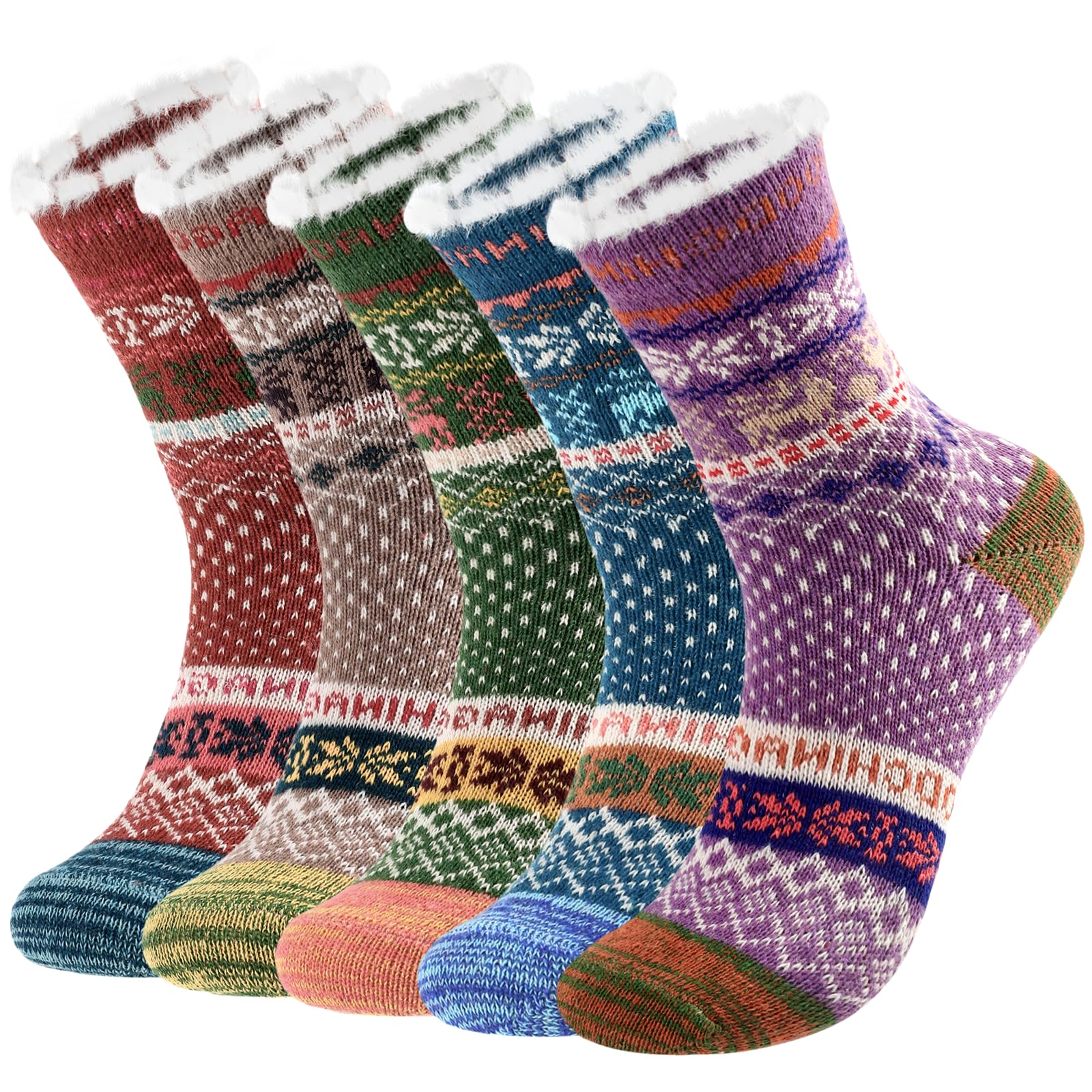 5 Pairs Women's Winter Warm Wool Socks - Ultra Soft Cozy Knit Thermal Socks for Women & Men | Perfect for Hiking, Snow Boots & Cold Weather Gifts