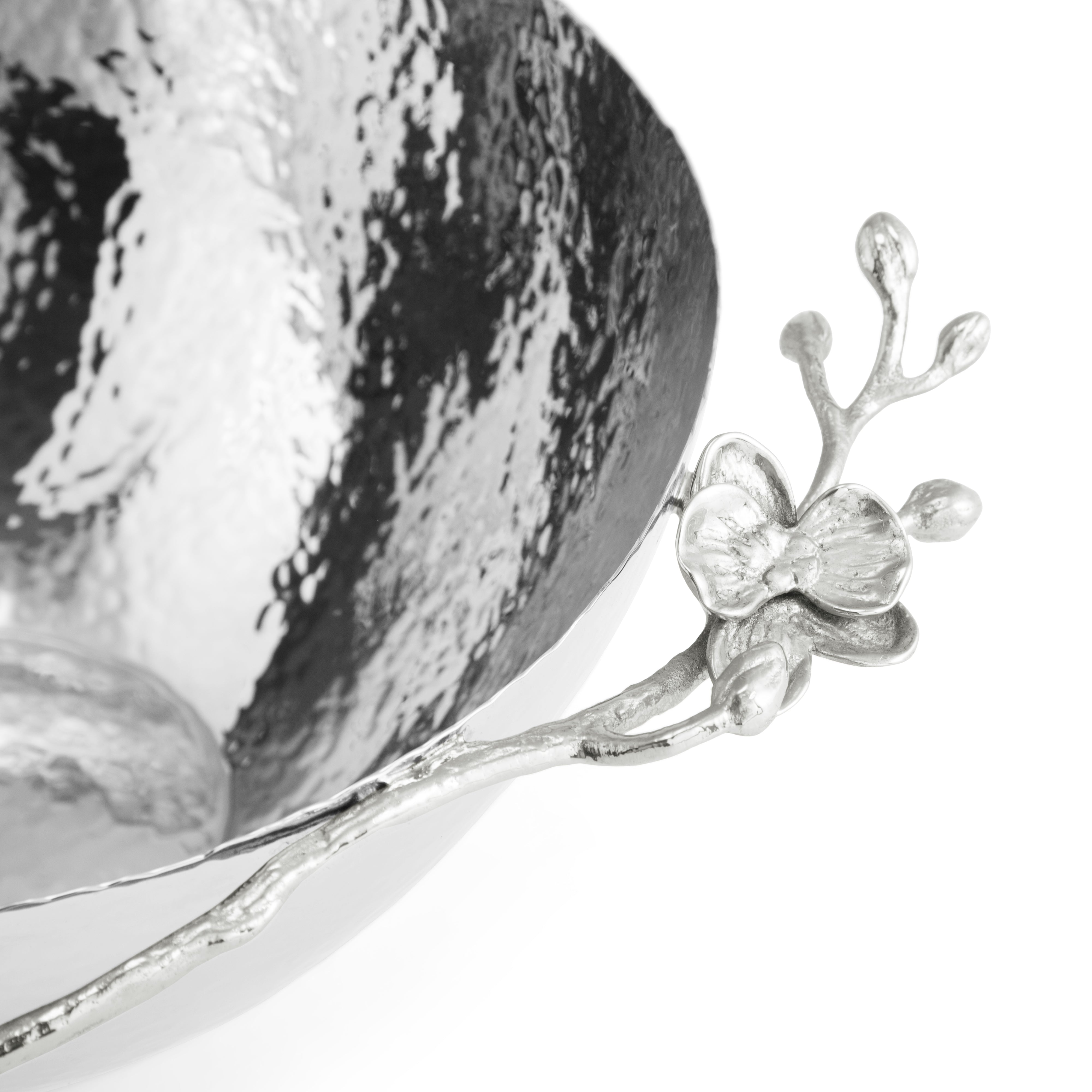 White Orchid Bowl Medium - Elegant Ceramic Serving Bowl for Salads, Pasta, and Desserts - Perfect for Dining, Entertaining, and Home Decor
