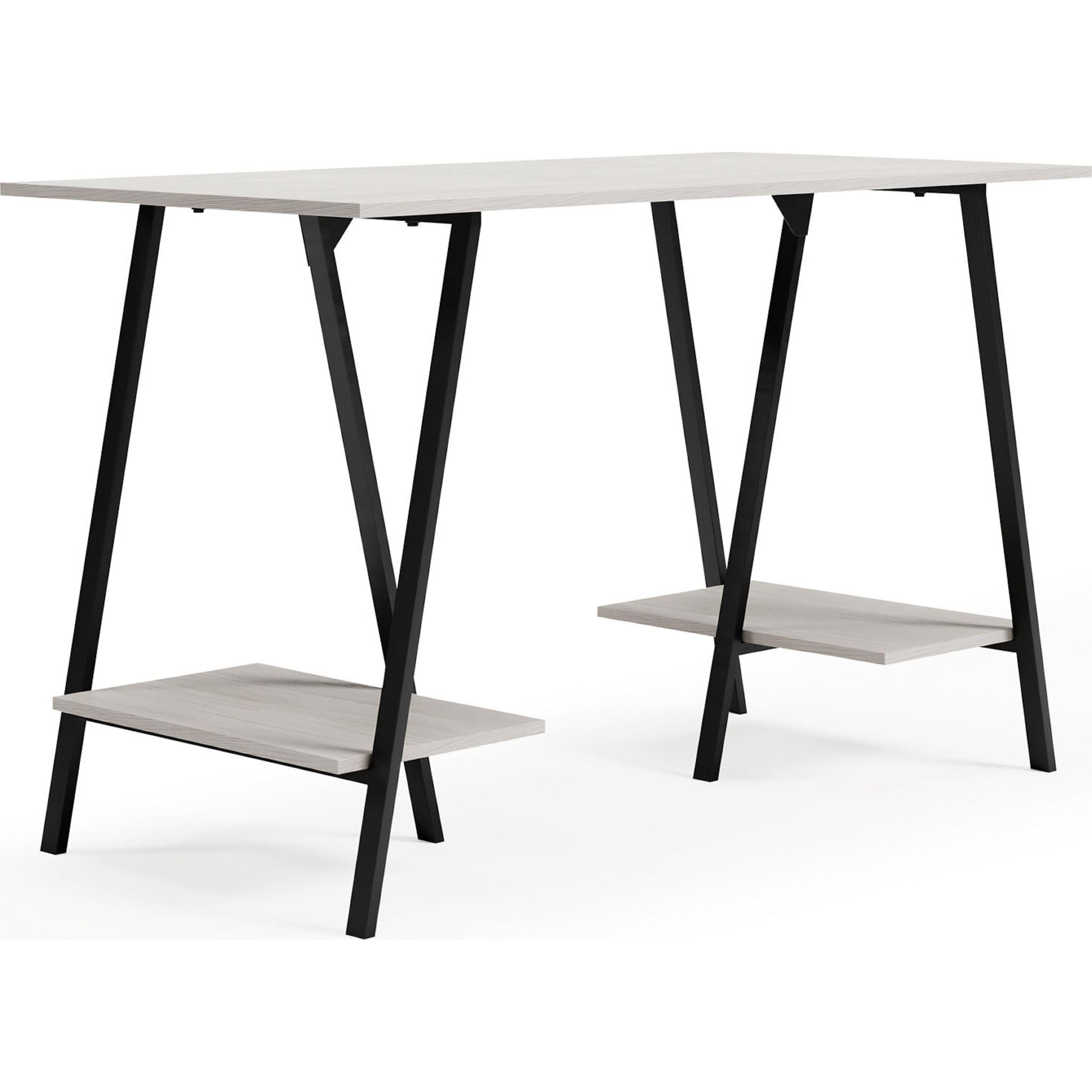 Bayflynn Modern Office Desk - White & Black - Perfect for Home Office, Study Room, and Workspace Setup
